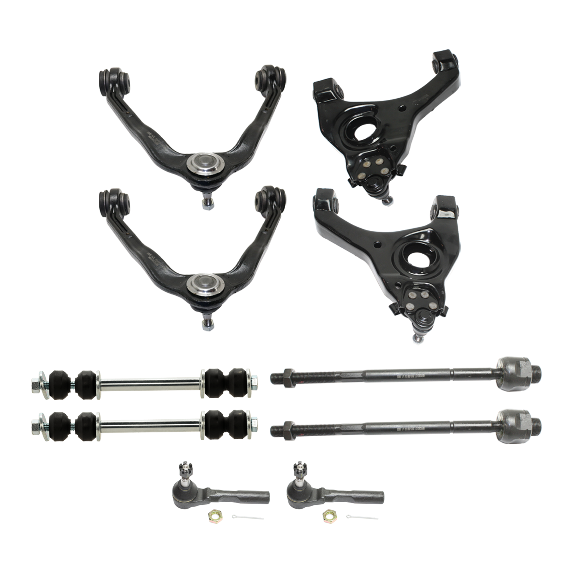 AM SILVERADO SIERRA 1500-99-06 FRONT CONTROL ARM RH AND LH Upper and Lower 10 pc kit with Sway Bar Link and Tie Rod End SKU KIT 060424 C134 OEM 124-754-851-504-720-000-000-000-000