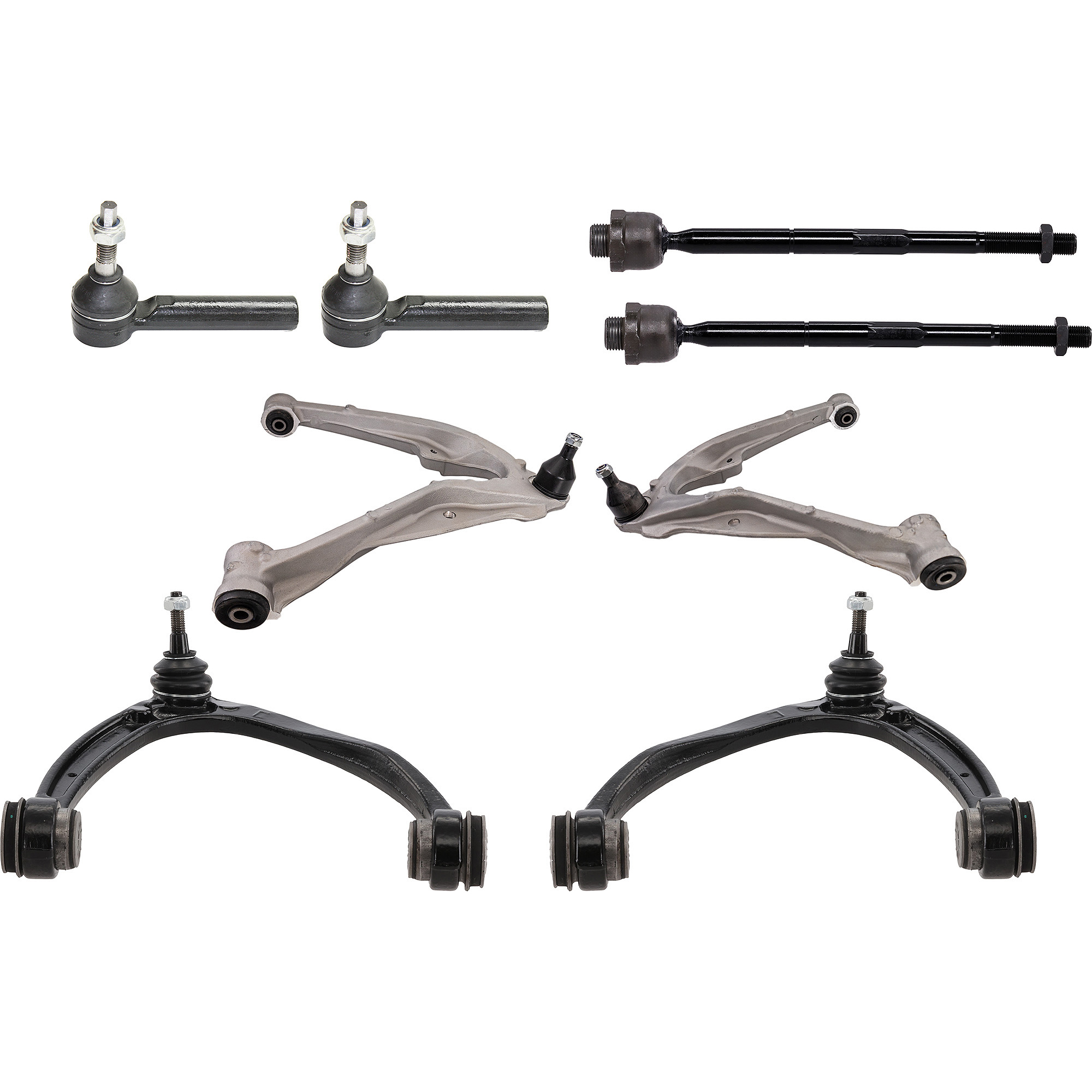 AM TAHOE YUKON 07-14 FRONT CONTROL ARM RH AND LH Upper and Lower 8 pc kit with Tie Rod End SKU KIT 060424 C135 OEM 15096197-25812725-15096198-258