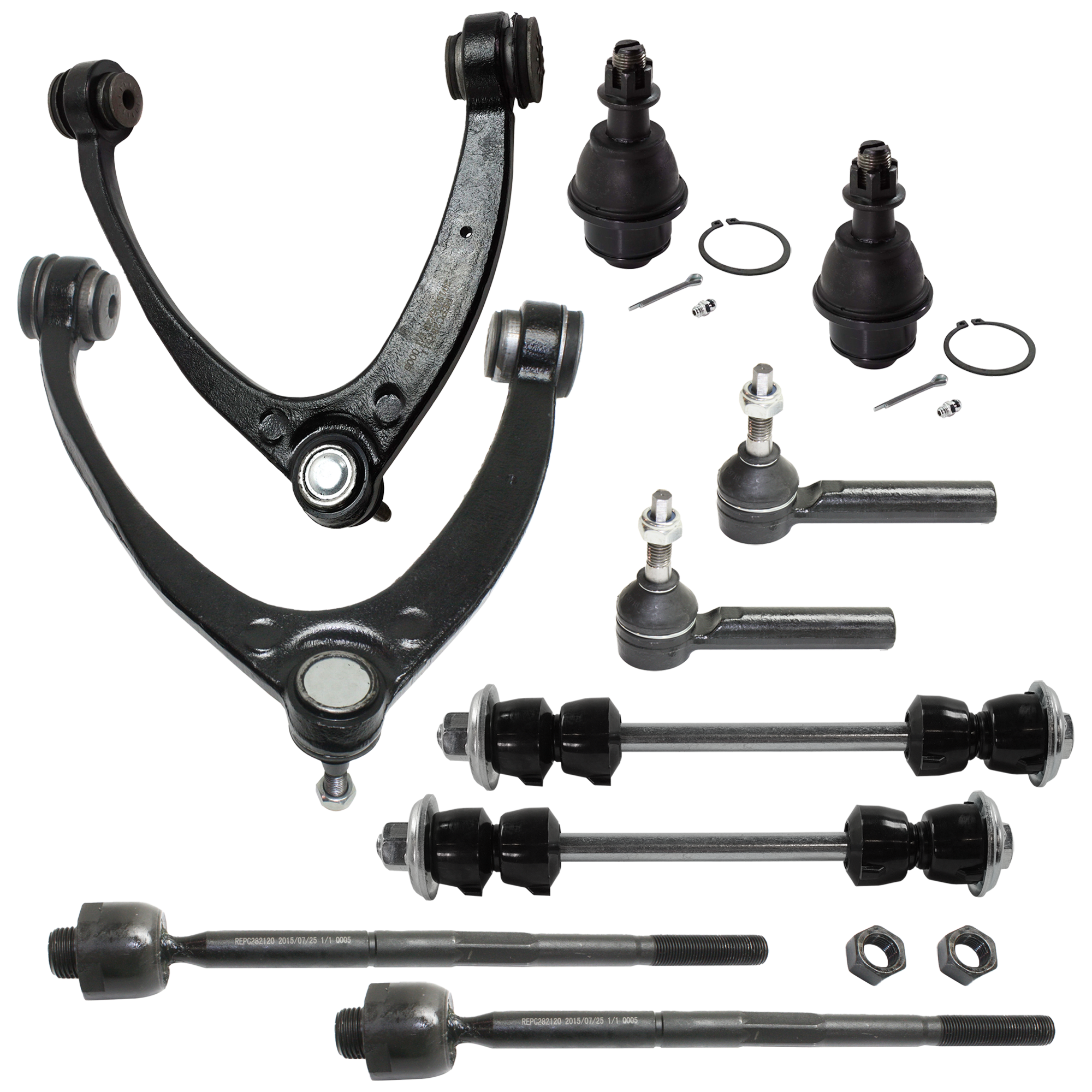 AM ESCALADE ESCALADE ESV 07-14 FRONT CONTROL ARM RH AND LH Upper 10 pc kit with Ball Joint Sway Bar Link and Tie Rod End SKU KIT 060424 C136 OEM 15096197-25812725-15096198-258