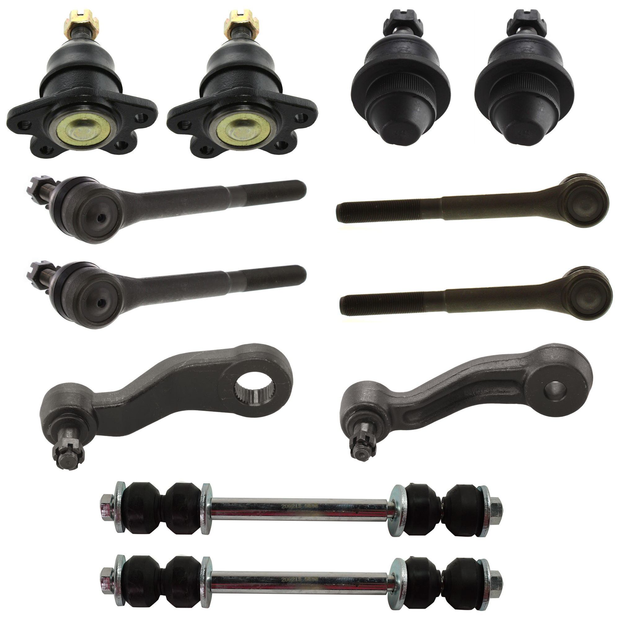AM K2500 TAHOE 95-00 IDLER ARM Front 12 pc kit with Ball Joint Pitman Arm Sway Bar Link and Tie Rod End SKU KIT 060424 C166 OEM 190142-986008-2683691-45011