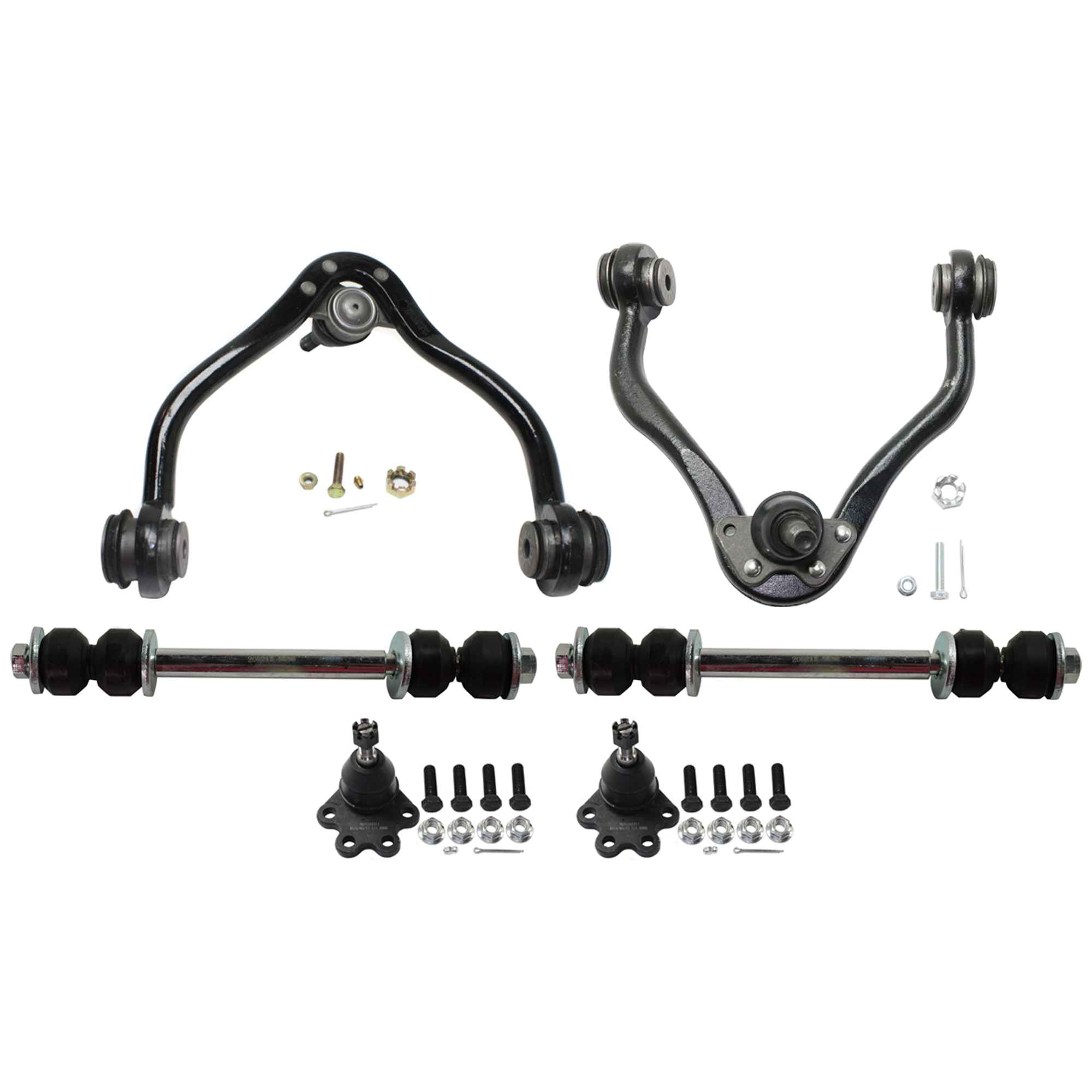AM K FULL SIZE PICKUP 88-95 FRONT CONTROL ARM RH AND LH Upper 6 pc kit w Ball Joint and Sway Bar Link SKU KIT 060424 C173 OEM 12543999-12544000-104106-28600
