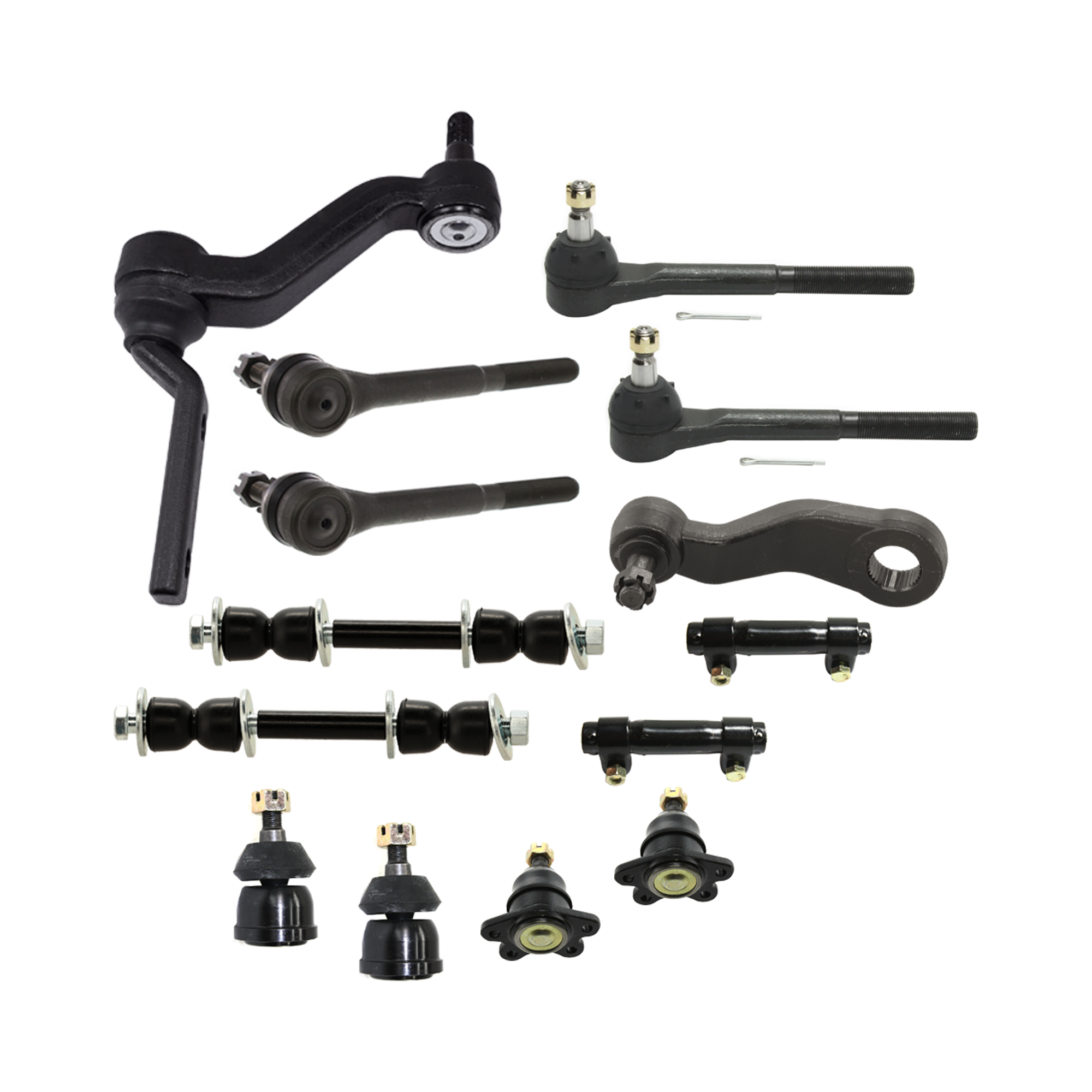 AM C1500 PICKUP 88-91 FRONT IDLER ARM 14 pc kit w Ball Joint Tie Rod End and Sway Bar Link SKU KIT 060424 C178 OEM 26005899-26001124-2600112-2