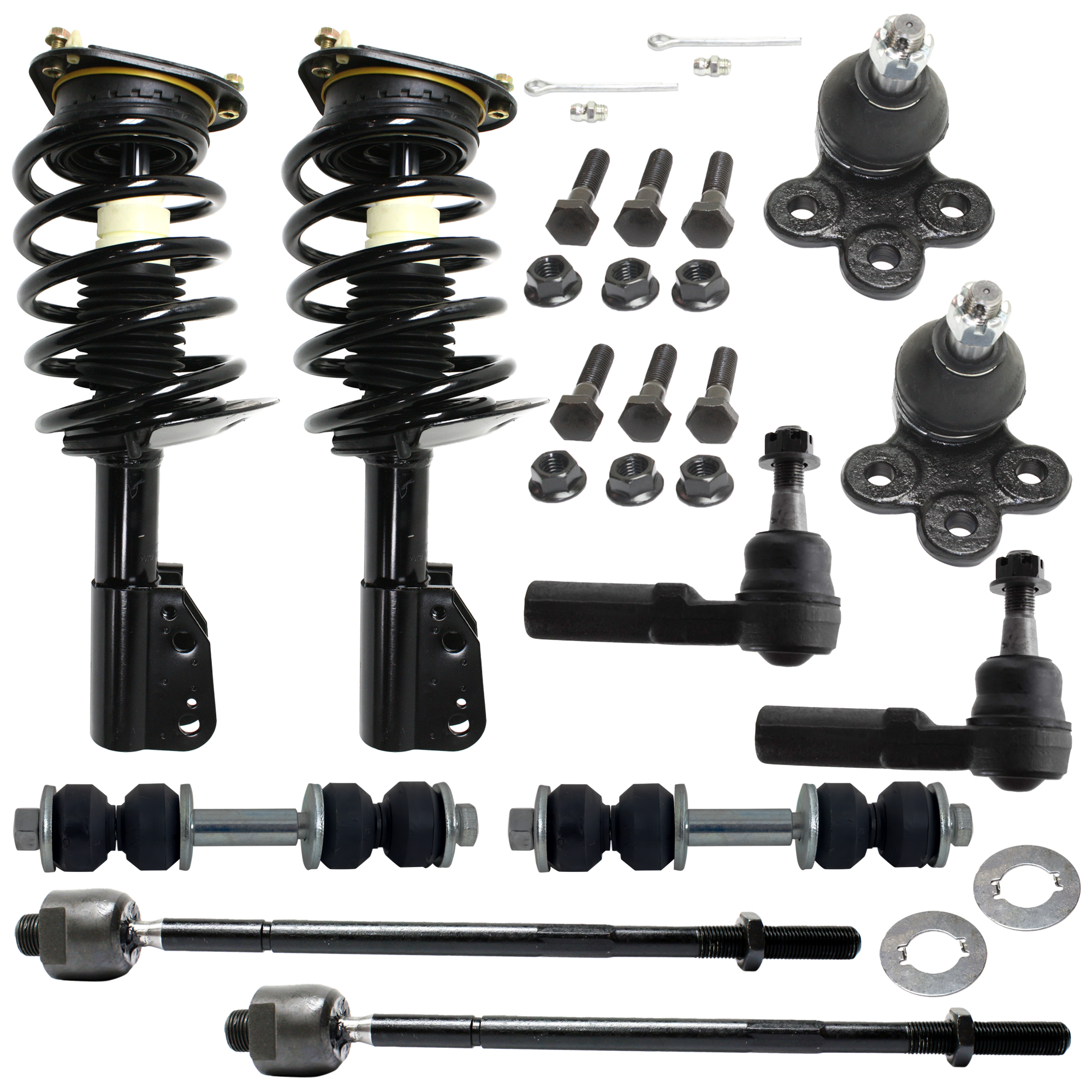 AM LESABRE DEVILLE 00-05 FRONT FULLY LOADED STRUTS RH AND LH 10 pc kit Gas Charged Twin tube w Ball Joint Sway Bar Link and Tie Rod End SKU KIT 060424 C30 OEM 2701287484 SR4090 LS3484651B 5