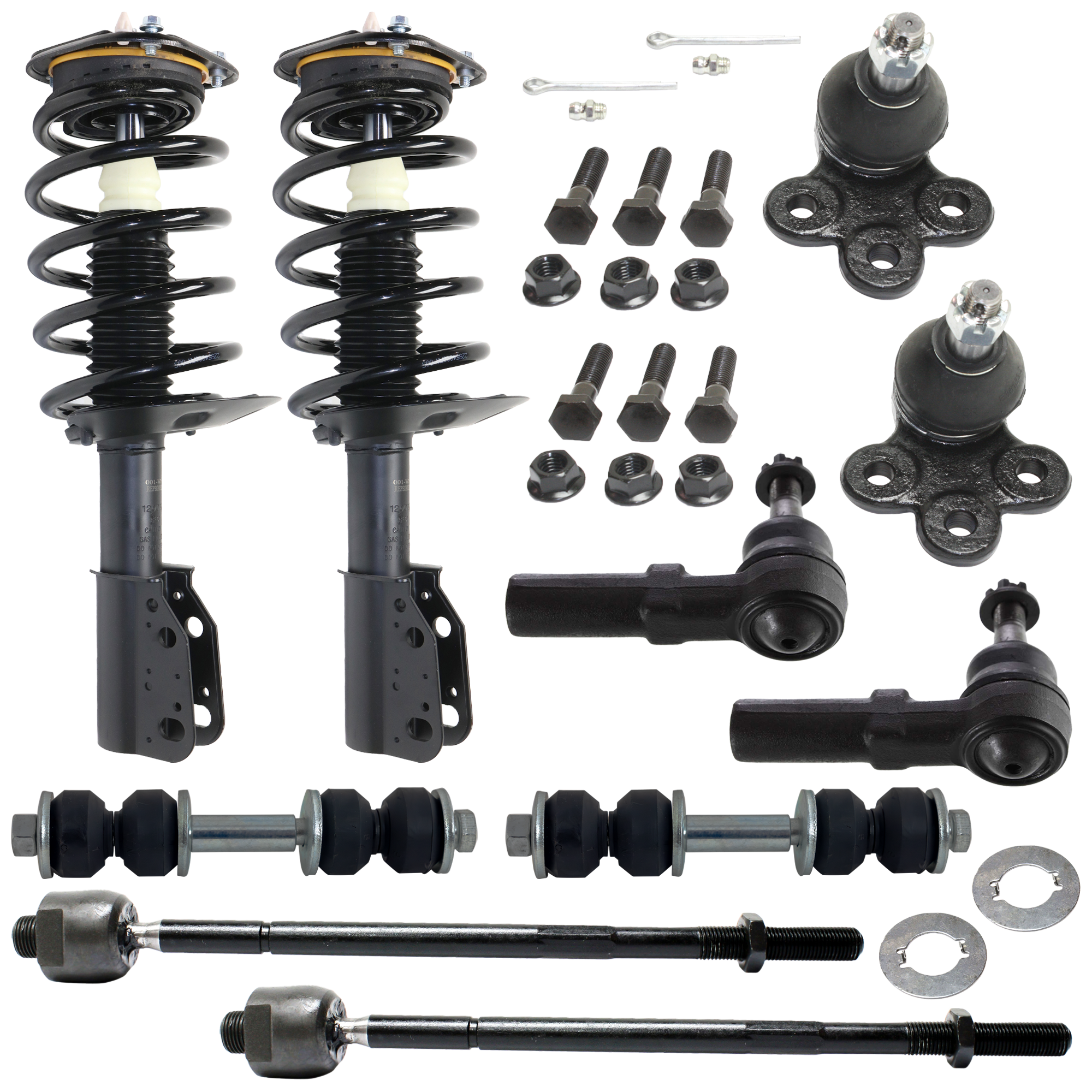 AM PARK AVENUE 98-05 FRONT FULLY LOADED STRUTS RH AND LH 10 pc kit Gas Charged Twin tube w Ball Joint Sway Bar Link and Tie Rod End SKU KIT 060424 C31 OEM 88955457-88955458-2601597-5