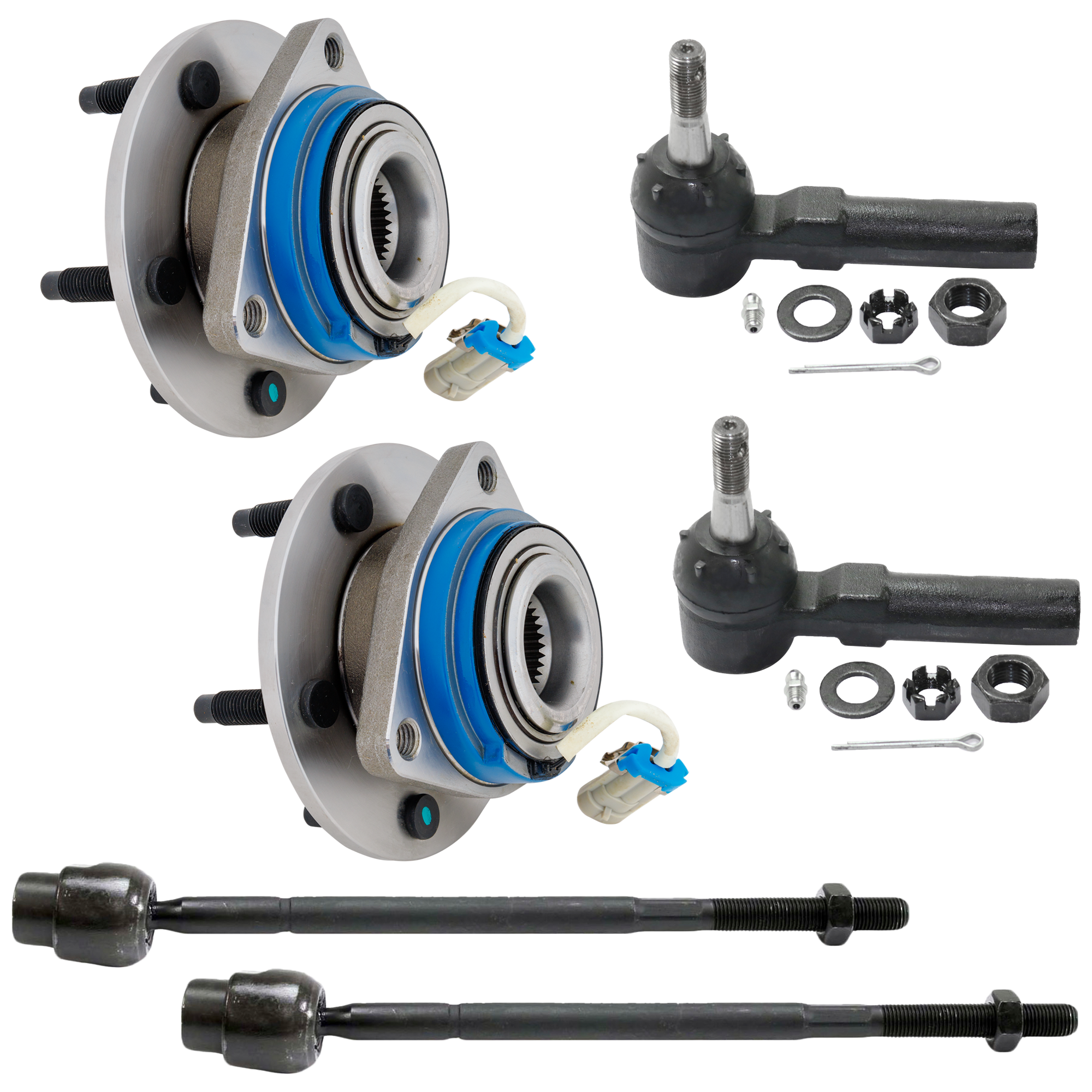AM CENTURY 97-02 REGAL 97-01 FRONT WHEEL HUB RH AND LH 6 pc kit 5 Studs 5 x 4.53 in. Bolt Pattern w Tie Rod End SKU KIT 060424 C39 OEM 12429204-382044-2693045-269320