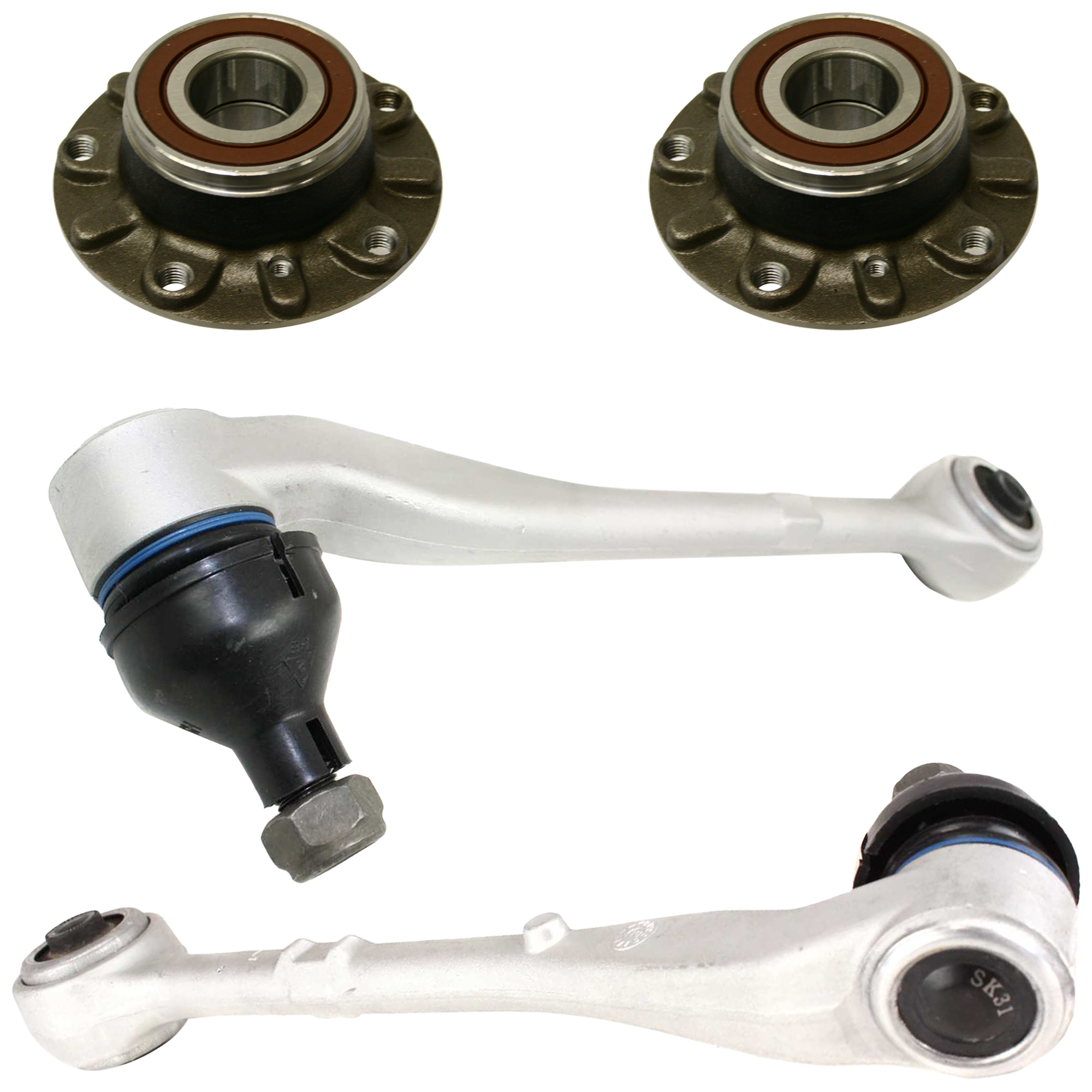 AM 7 SERIES 95-01 FRONT WHEEL HUB RH AND LH 4 pc kit 5 Studs 5 x 120 mm PCD Bolt Pattern w Control Arm SKU KIT 060424 C40 OEM 31221092519-31121142087-311211