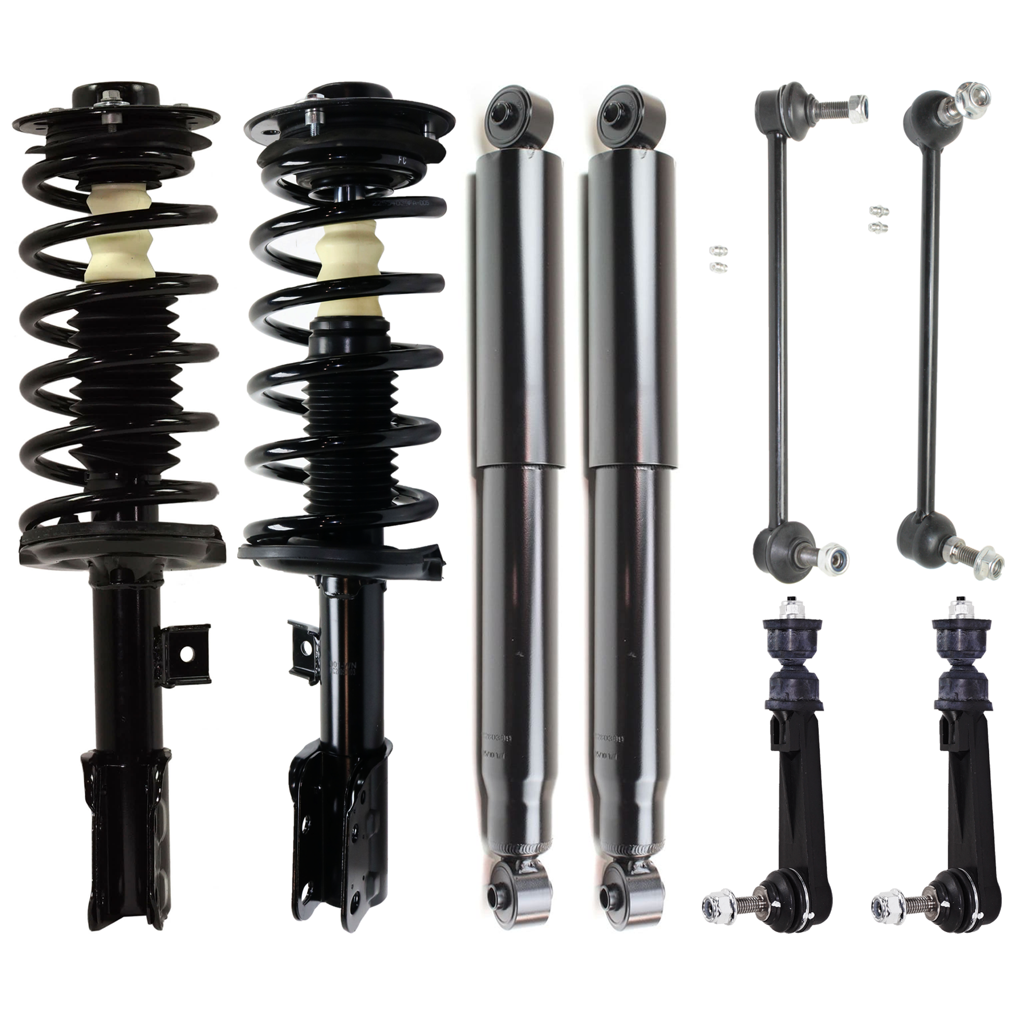 AM EQUINOX TORRENT 07-09 FRONT SHOCK AND FULLY LOADED STRUTS RH AND LH 8 pc kit Gas Charged Twin tube with Sway Bar Link SKU KIT 060424 C47 OEM 19177310-19179743-19207091-192