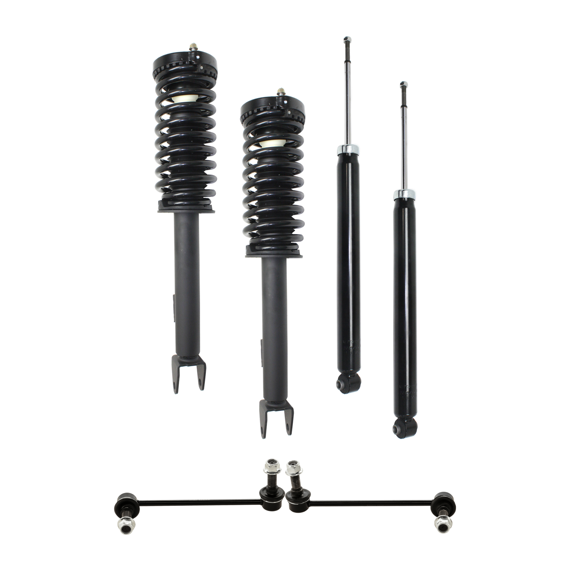 AM 300-05-10 CHARGER 06-10 FRONT AND REAR SHOCK AND FULLY LOADED STRUTS RH AND LH 8 pc kit Gas Charged Twin tube w Sway Bar Link SKU KIT 060424 C50 OEM 4782714AD 4895687AC 5180753AA