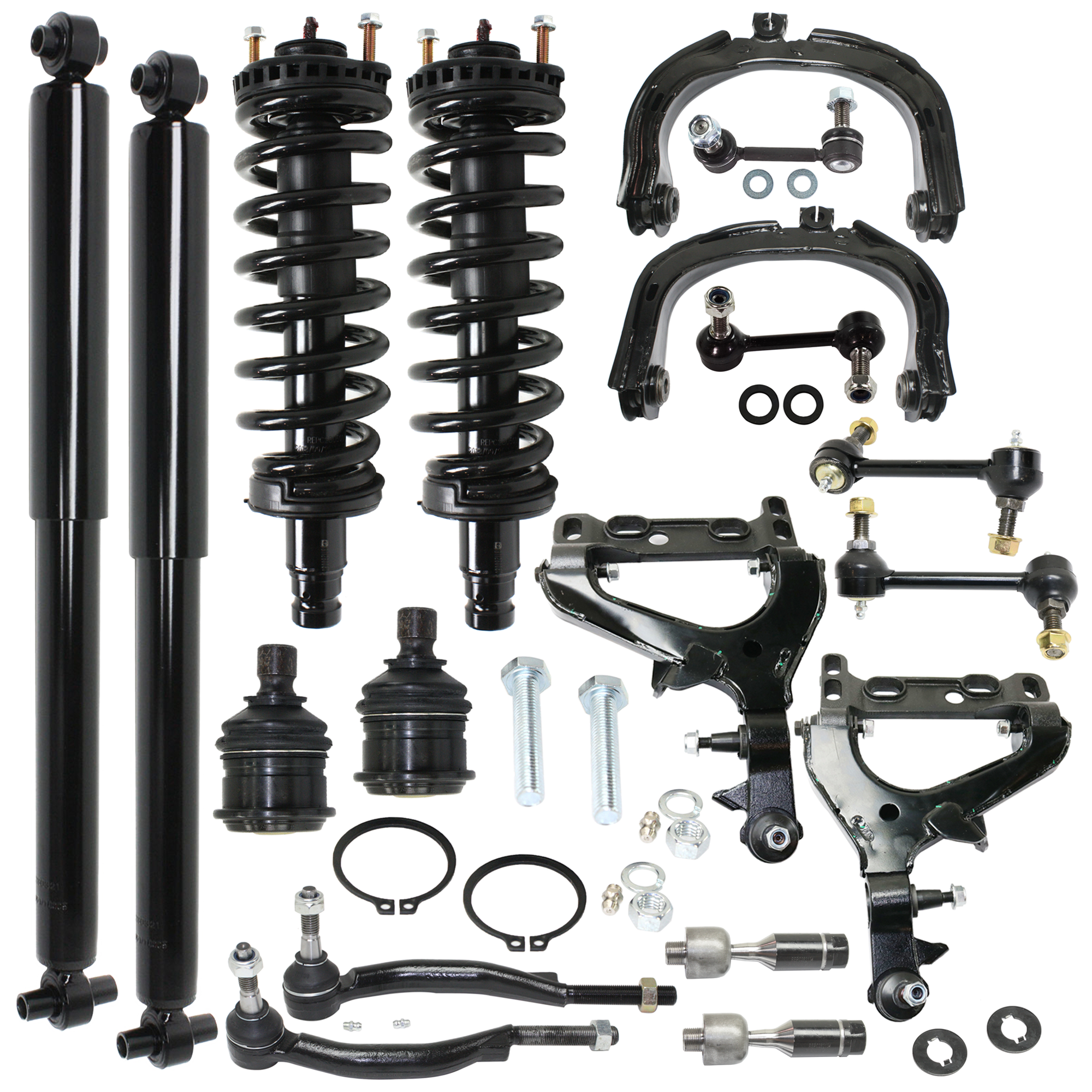 AM ASCENDER 04-08 RAINIER 04-07 CONTROL ARM RH AND LH Lower 18 pc kit with Ball Joint Shock Absorber and Strut Assembly Sway Bar Link Tie Rod End SKU KIT 060424 C52 OEM 150-809-141-529-827-000-000-000-000