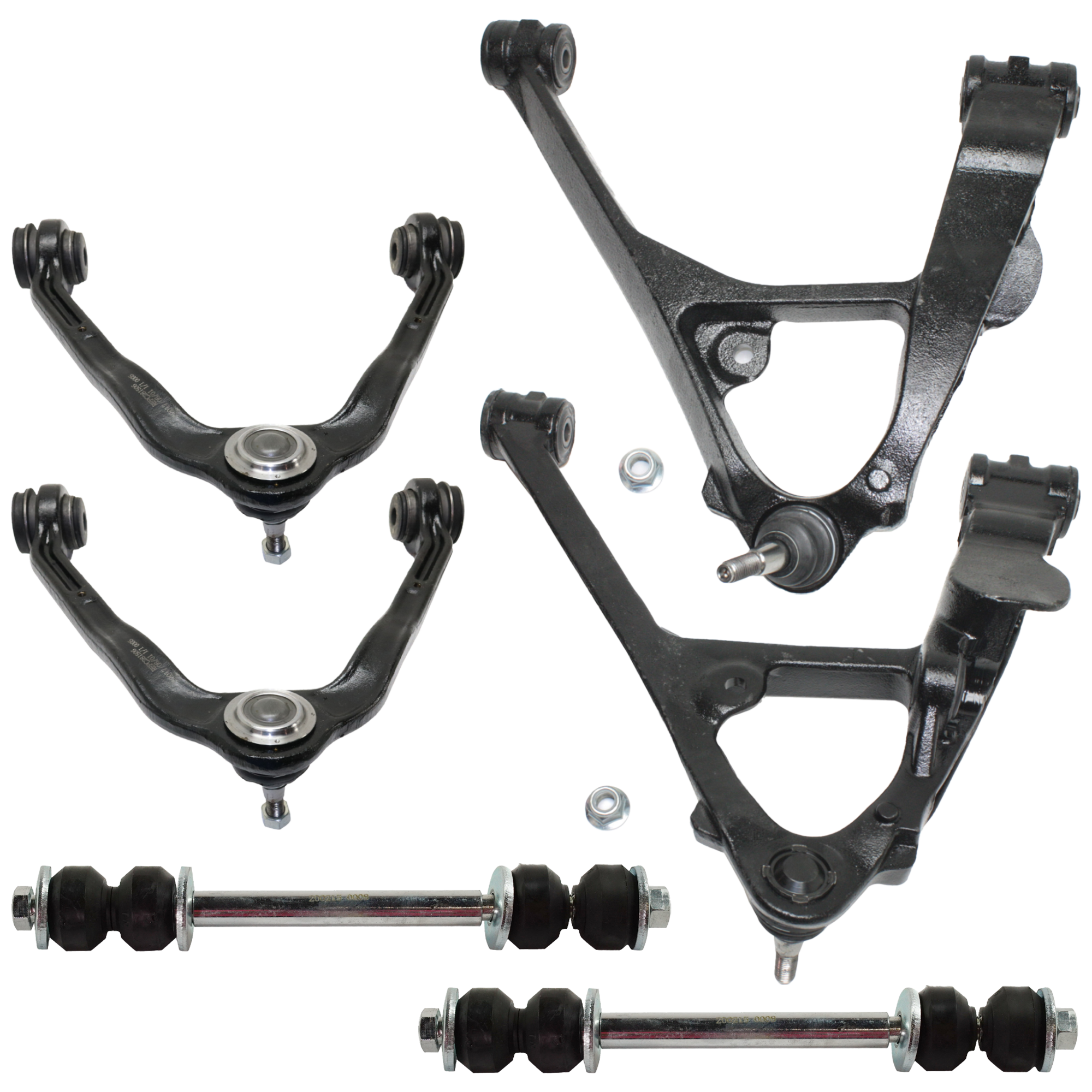 AM SILVERADO SIERRA 1500-99-06 FRONT CONTROL ARM RH AND LH 6 pc kit Upper and Lower w Ball Joint and Sway Bar Link SKU KIT 060424 C63 OEM 12475479-12475480-12475485-150