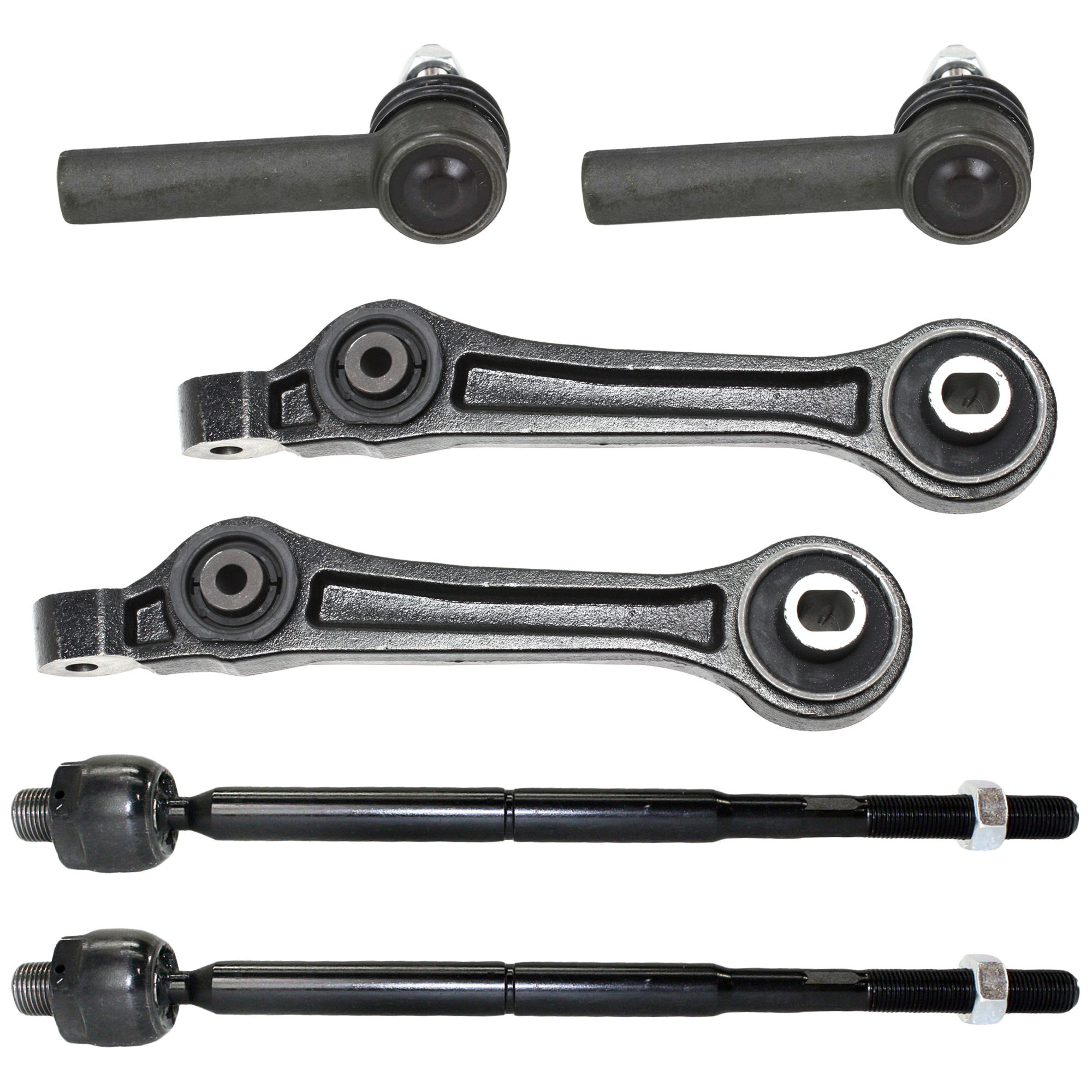 AM CHRYSLER 300-05-10 CHARGER 06-10 FRONT CONTROL ARM RH AND LH Lower Rearward 6 pc kit w o Ball Joint w Tie Rod End SKU KIT 060424 C64 OEM 4782561AE 68002123AC 1016754-2