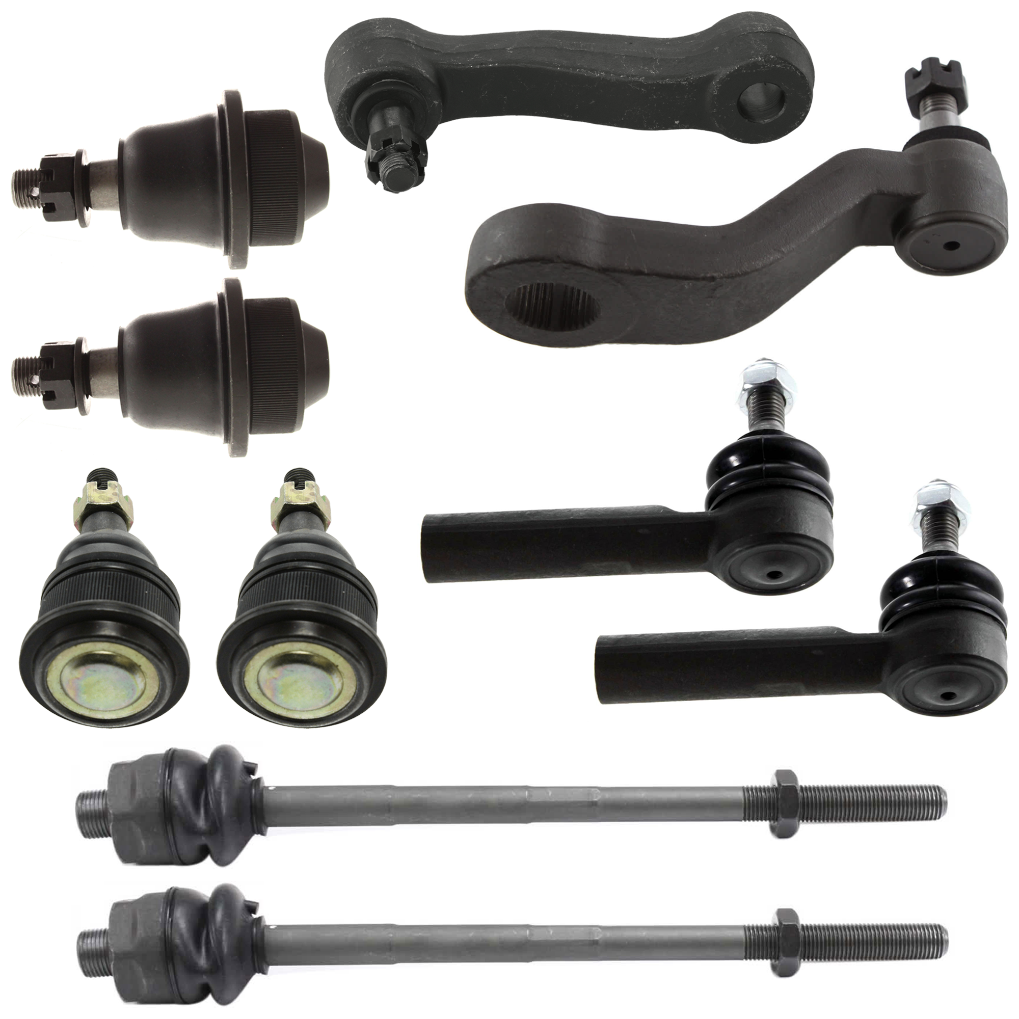AM SILVERADO 2500 HD SUBURBAN 2500-01-10 FRONT PITMAN ARM 10 pc kit with Ball Joint Idler Arm and Tie Rod End SKU KIT 060424 C70 OEM 190176-2681679-4451075-1247