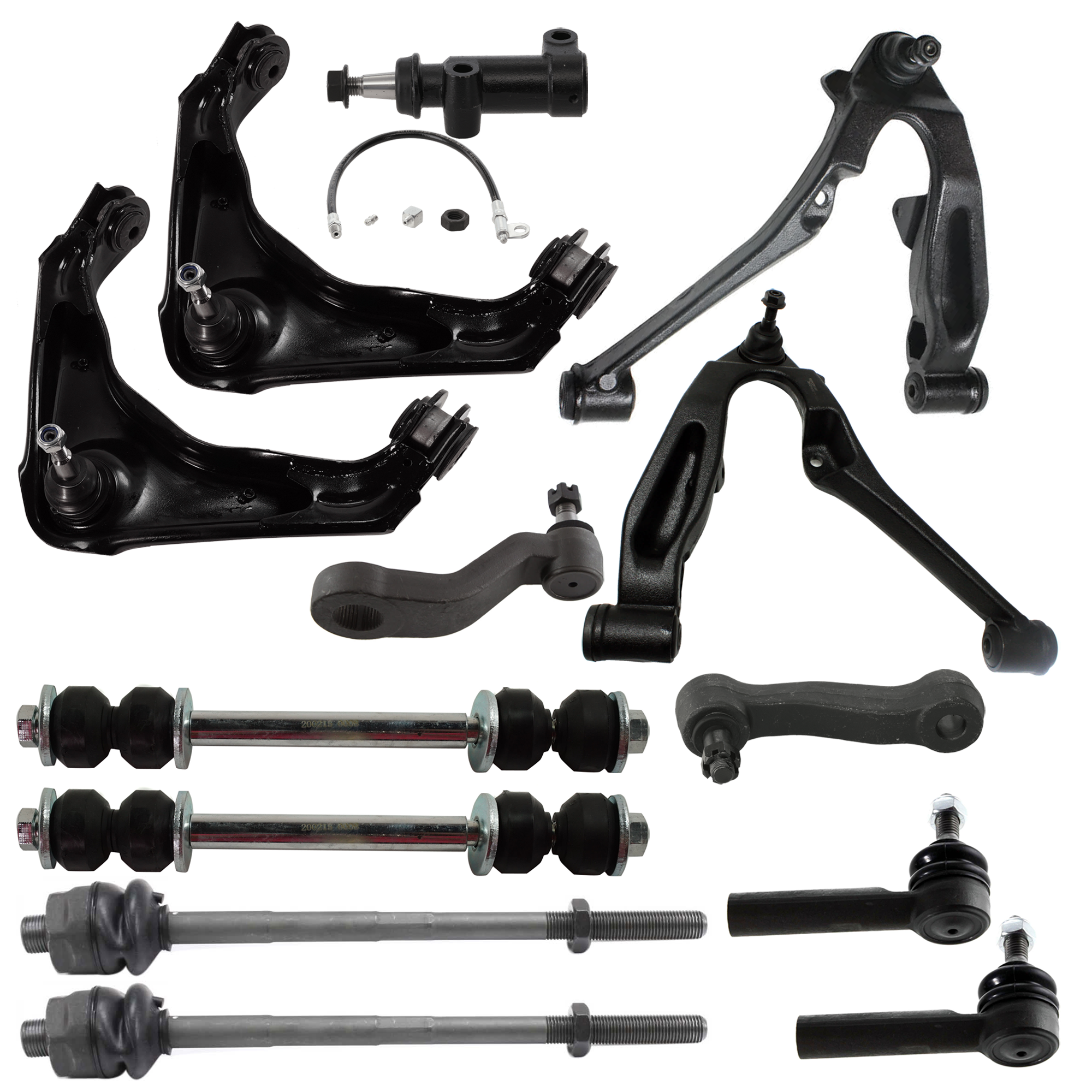 AM SUBURBAN 2500 YUKON XL 2500-01-12 FRONT CONTROL ARM RH AND LH Upper and Lower 13 pc kit with Idler Arm Idler Arm Bracket Pitman Arm Sway Bar Link and Tie Rod End SKU KIT 060424 C72 OEM 12043-521878-2606037-507160