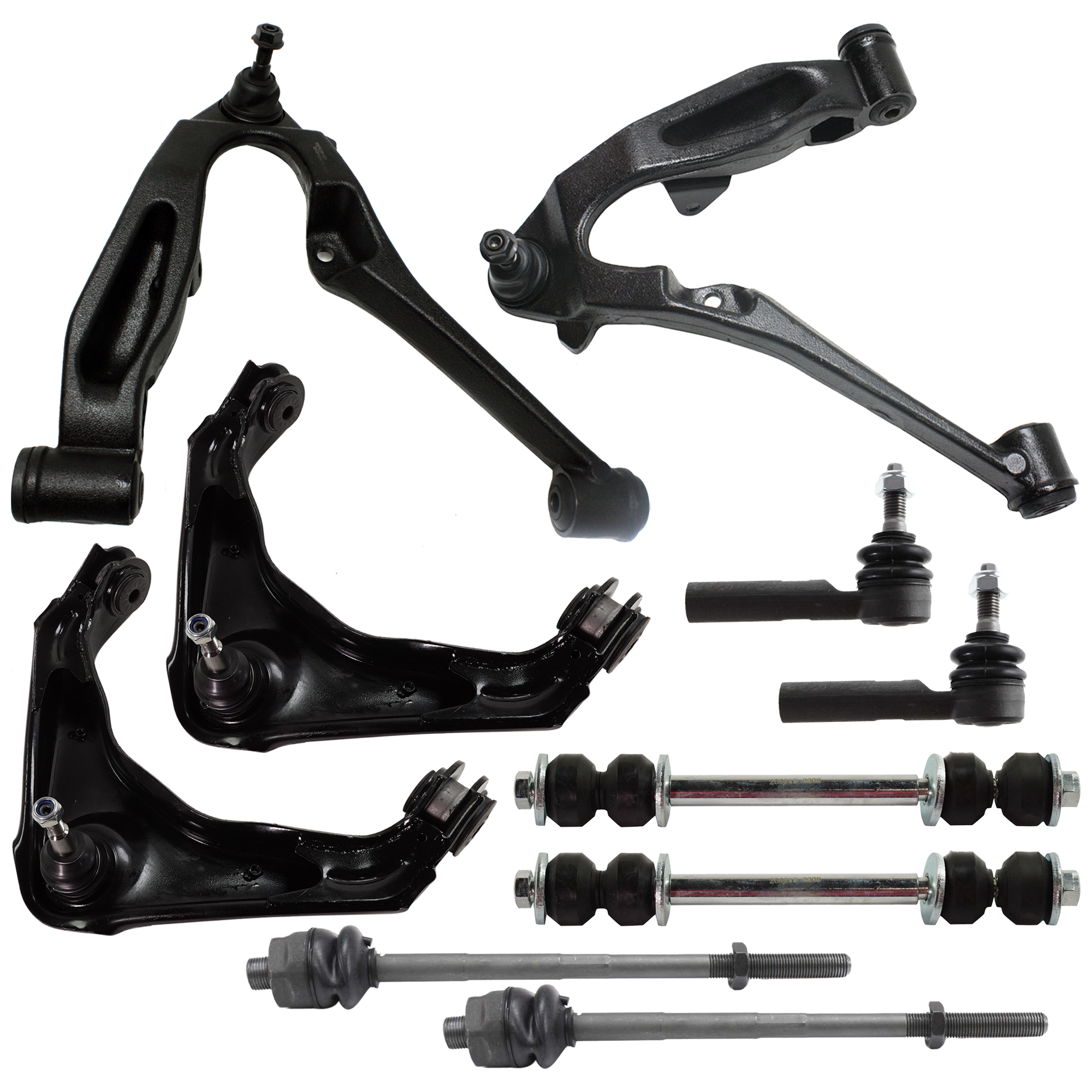 AM SUBURBAN 2500 YUKON XL 2500-01-13 FRONT CONTROL ARM RH AND LH Upper and Lower 10 pc kit with Sway Bar Link and Tie Rod End SKU KIT 060424 C73 OEM 12043-521878-2606037-507160