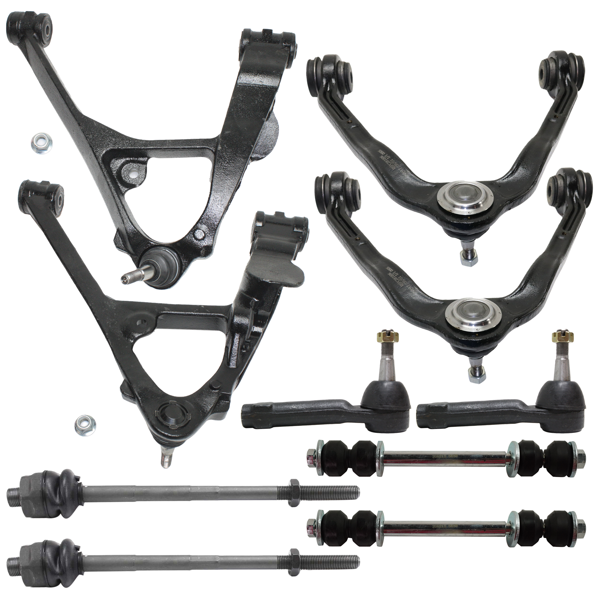 AM SILVERADO SIERRA 1500-99-06 FRONT CONTROL ARM RH AND LH 10 pc kit w Ball Joint Sway Bar Link and Tie Rod End SKU KIT 060424 C77 OEM 12475479-12475480-12475485