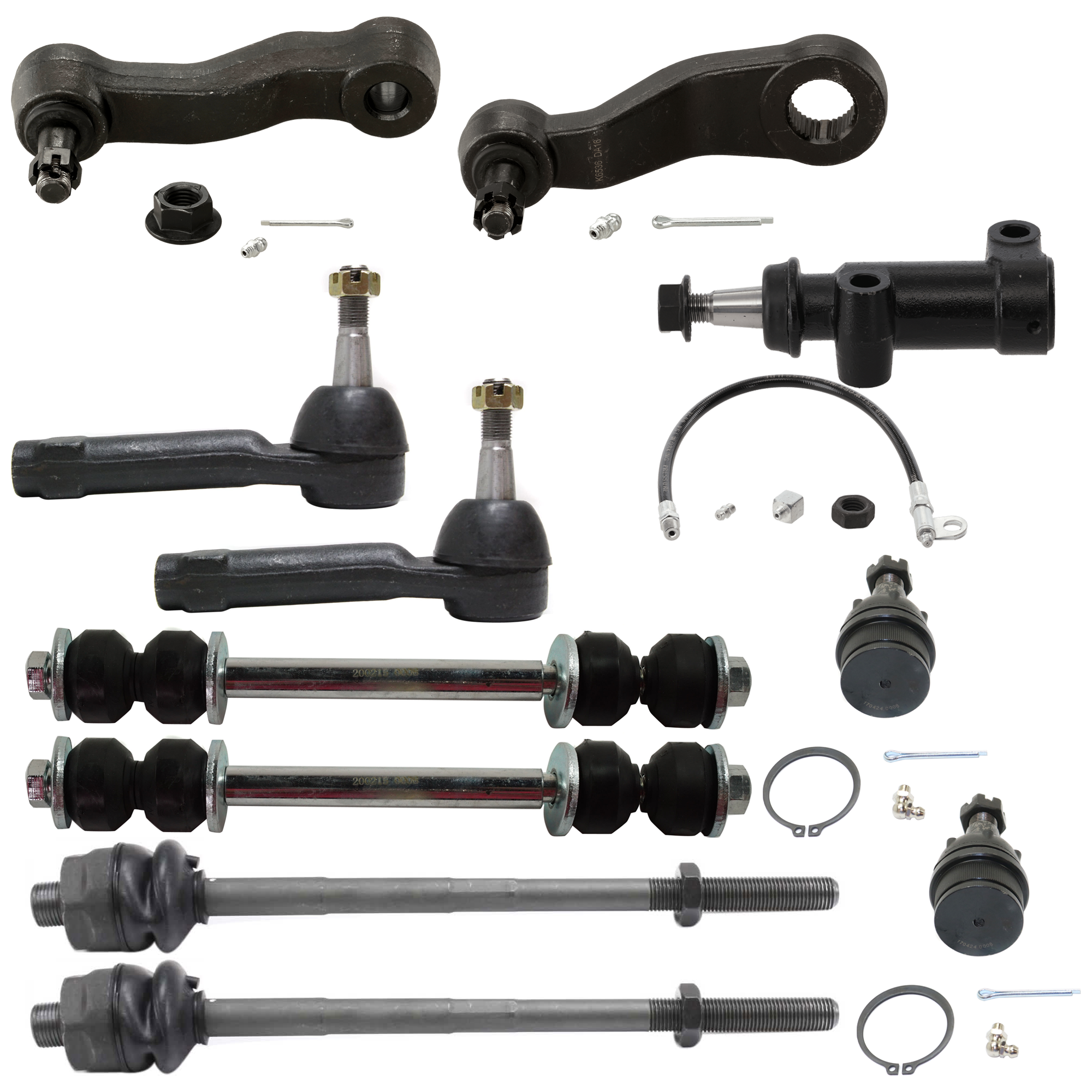 AM SILVERADO SIERRA 1500-99-06 FRONT IDLER ARM BRACKET 11 pc kit with Ball Joint Idler Arm Pitman Arm Sway Bar Link and Tie Rod End SKU KIT 060424 C79 OEM 190177-2683717-4501123-1247
