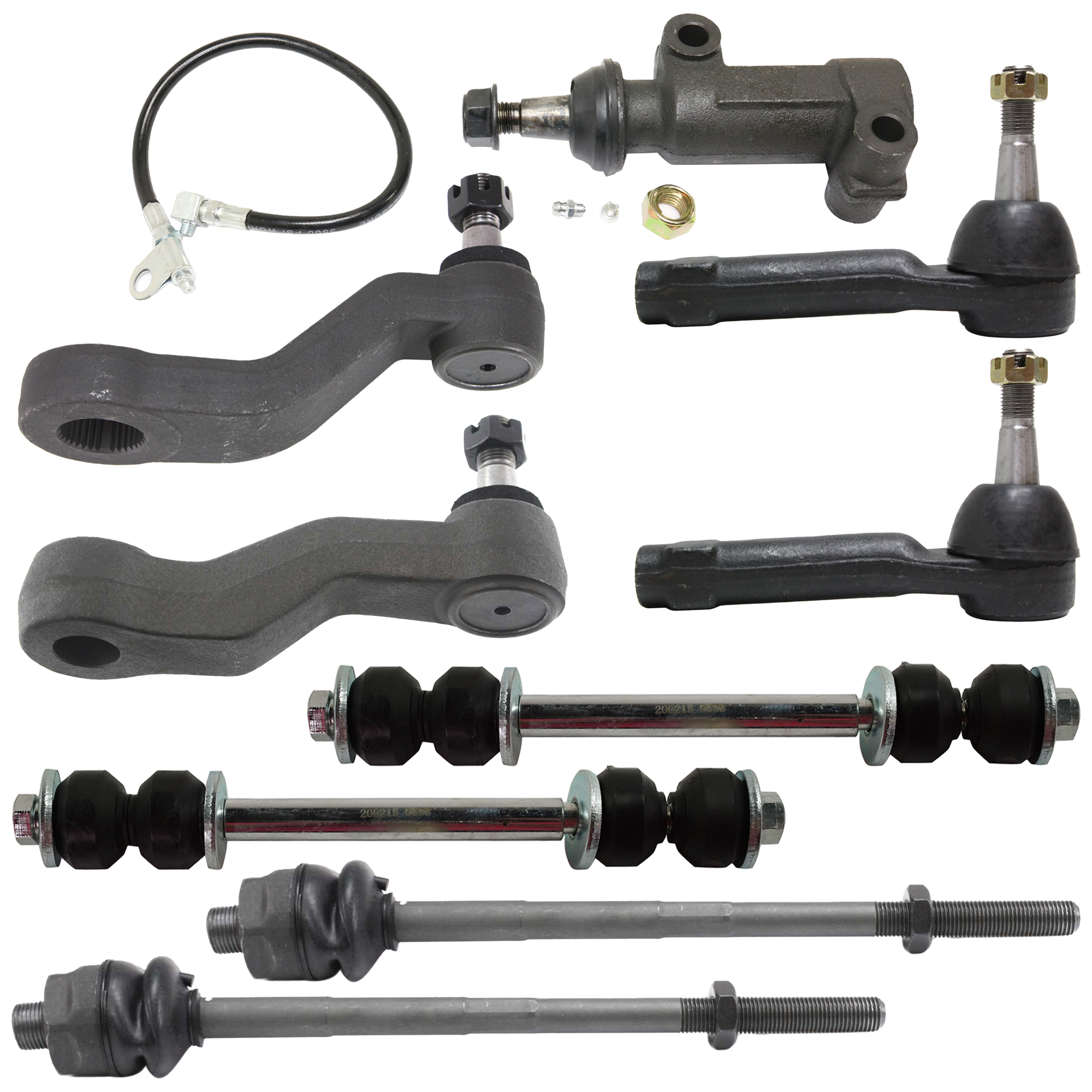 AM SILVERADO SIERRA 1500-99-06 FRONT IDLER ARM BRACKET 9 pc kit with Idler Arm Pitman Arm Sway Bar Link and Tie Rod End SKU KIT 060424 C80 OEM 190177-2683717-4501123-1247