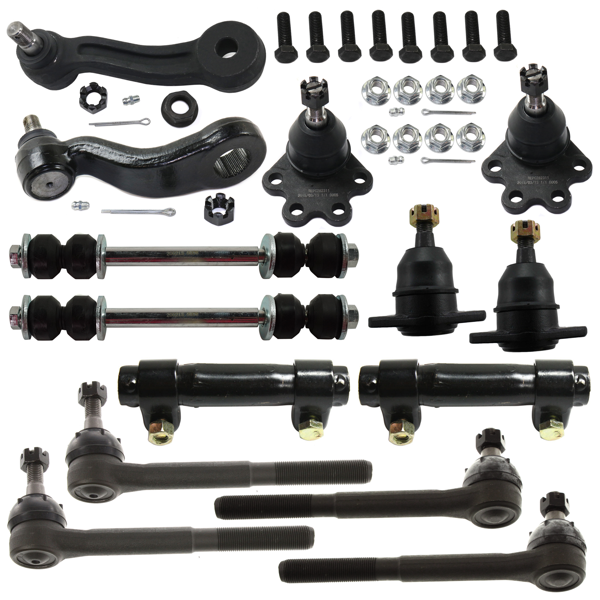 AM K FULL SIZE PICKUP 93-99 FRONT BALL JOINT RH AND LH Upper and Lower 14 pc kit with Idler Arm Pitman Arm Sway Bar Link Tie Rod Adjusting Sleeve and Tie Rod End SKU KIT 060424 C92 OEM 104106-286007-305171-260131