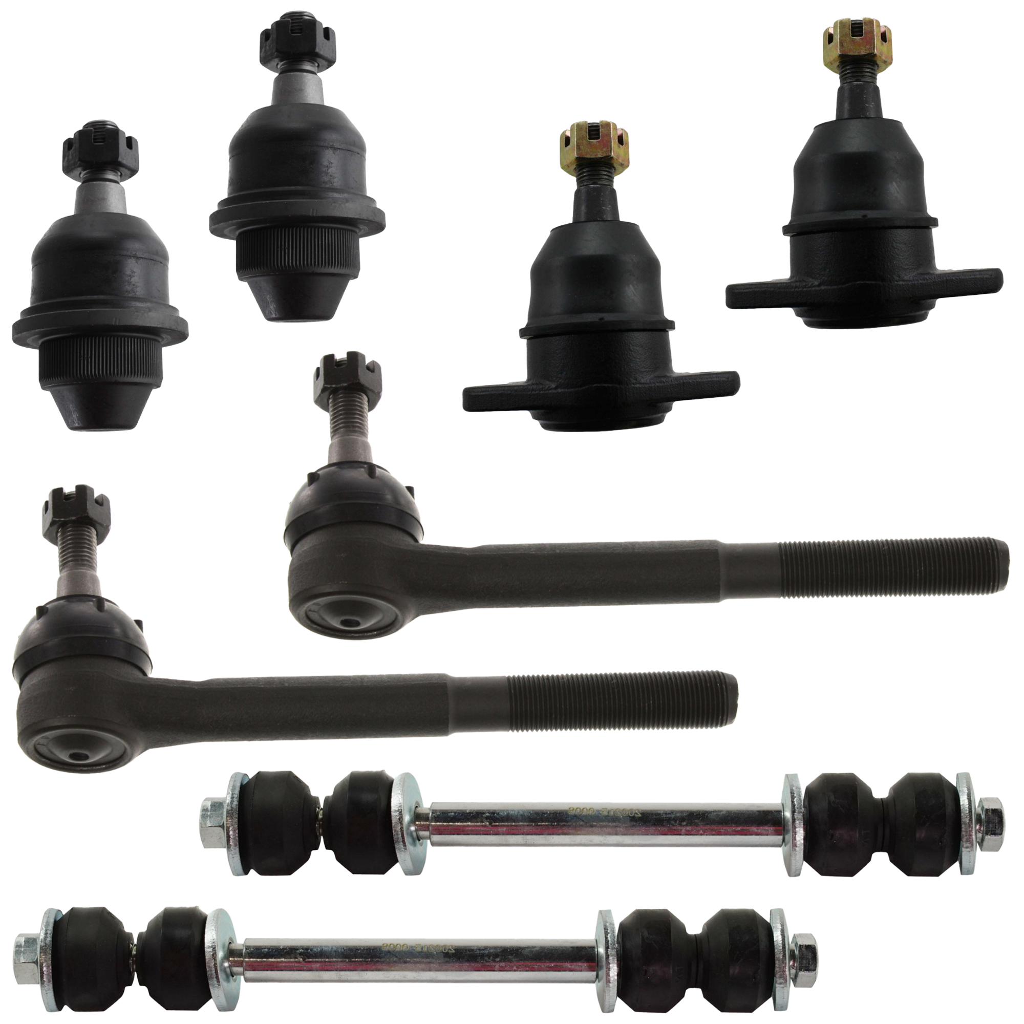 AM K2500 TAHOE 95-00 FRONT BALL JOINT RH AND LH Upper and Lower 8 pc kit with Sway Bar Link and Tie Rod End SKU KIT 060424 C93 OEM 104221-286020-2601474-50512