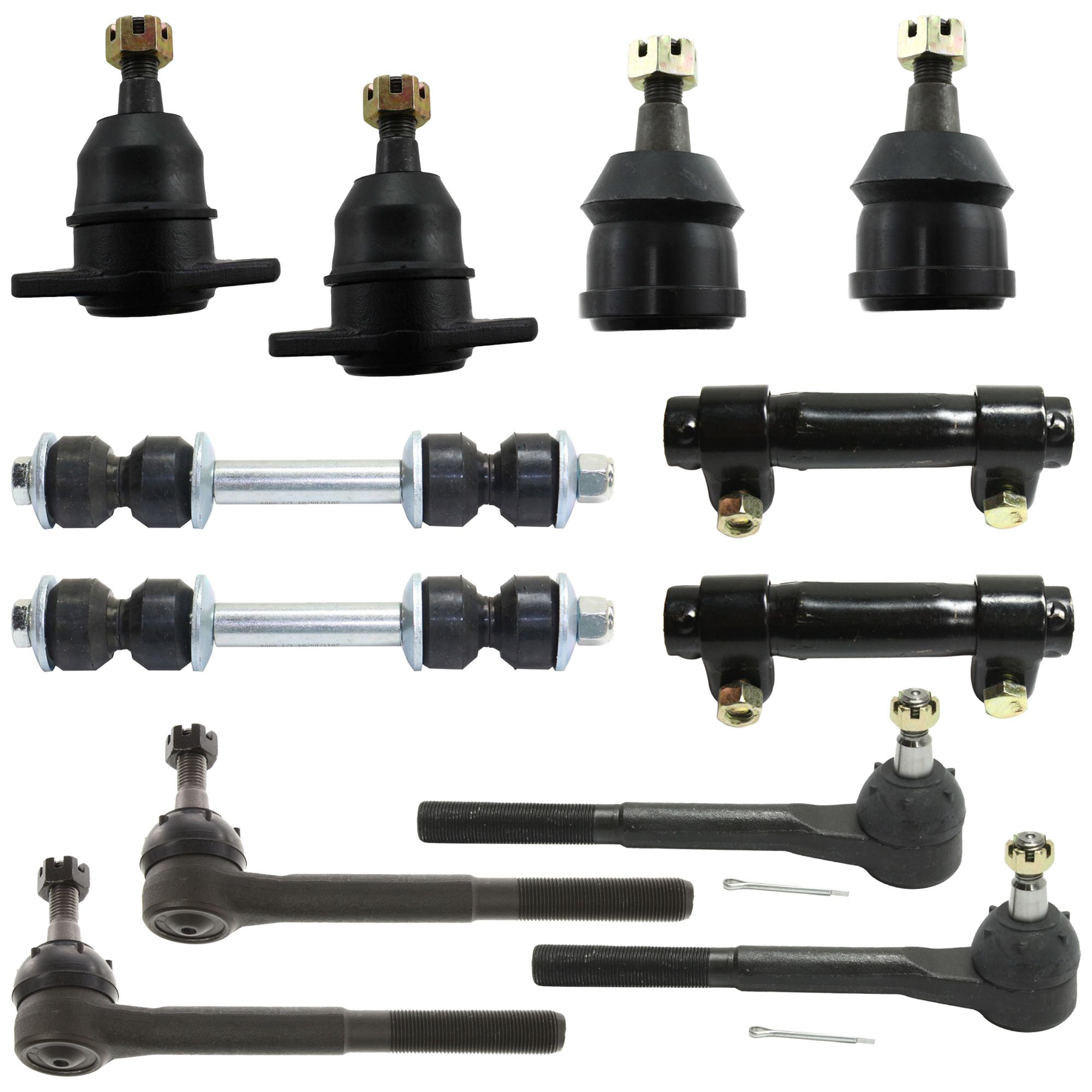 AM C FULL SIZE PICKUP 88-00 FRONT BALL JOINT RH AND LH Upper and Lower 12 pc kit w Sway Bar Link Tie Rod Adjusting Sleeve and Tie Rod End SKU KIT 060424 C95 OEM 104101-2601312-5051134-1561