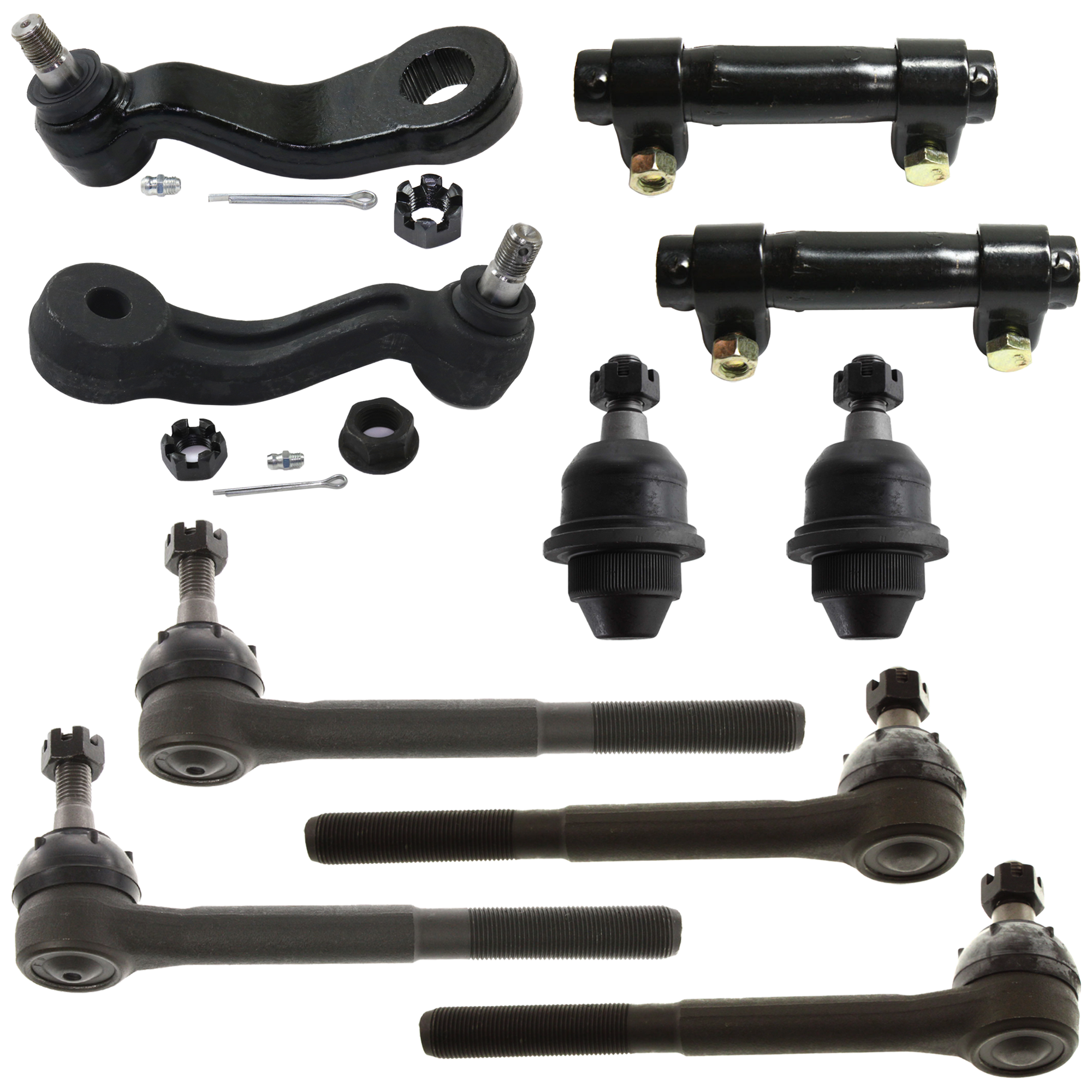 AM K2500 K3500-95-00 IDLER ARM Front 10 pc kit with Ball Joint Pitman Arm Tie Rod Adjusting Sleeve and Tie Rod End SKU KIT 060424 C97 OEM 190142-986008-2683691-45011