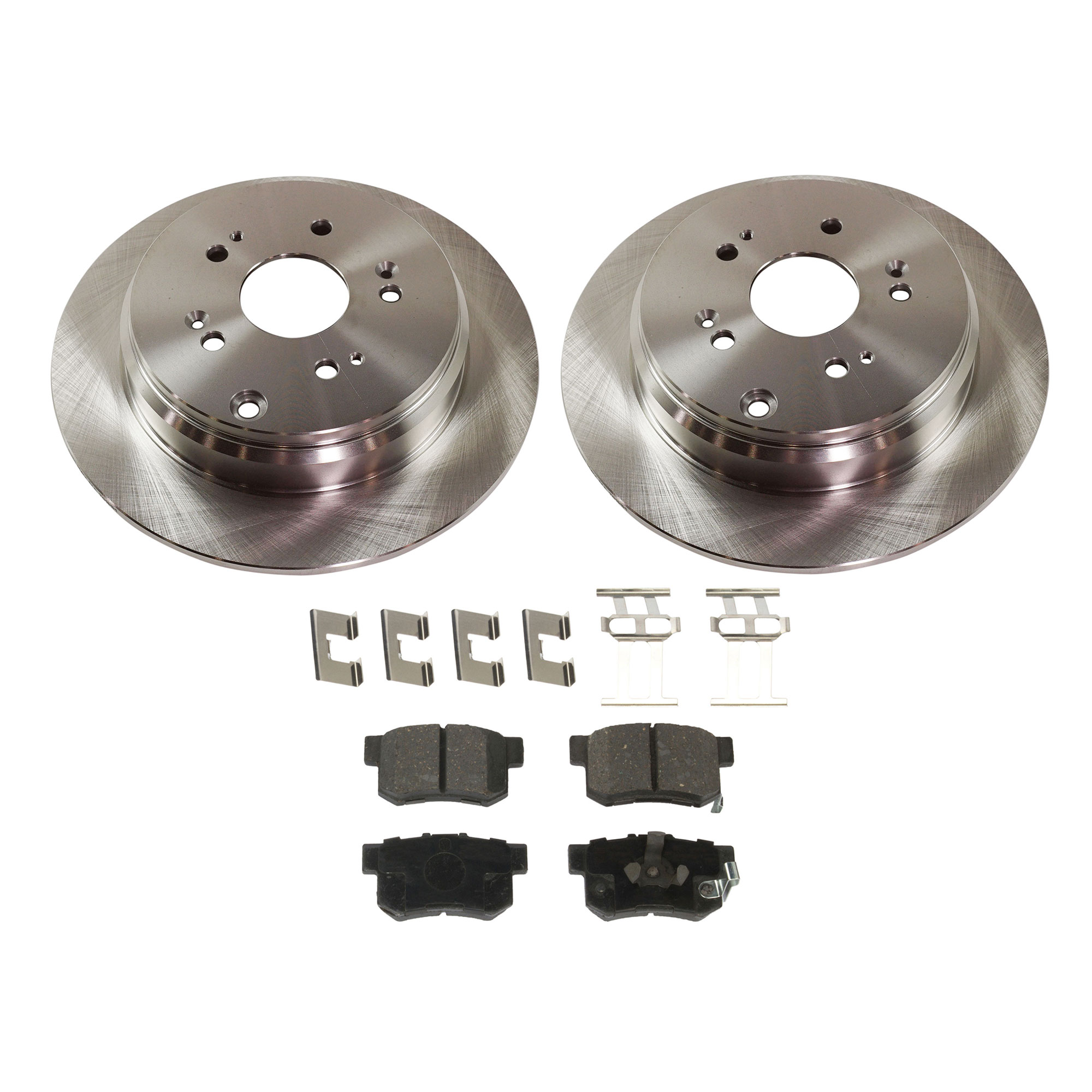 AM CR V 05-16 RDX 10-18 REAR BRAKE DISC AND PAD KIT 4 pc kit SKU KIT 060521-08 OEM 42510SCAE50-42510S9AE50-42510S