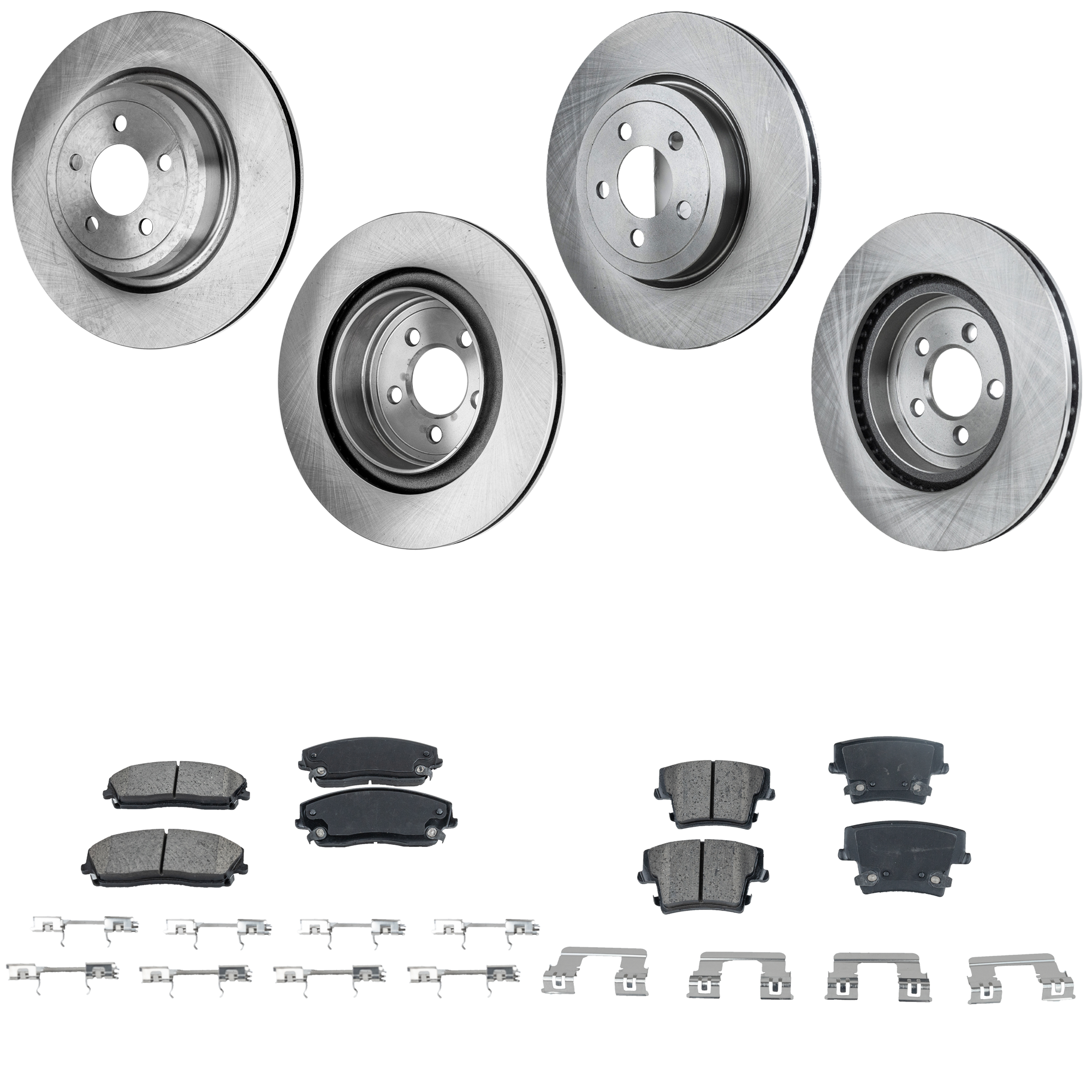 AM CHARGER 06-06 FRONT AND REAR BRAKE DISC AND PAD KIT 8 pc Kit Plain Surface 5 Lugs Ceramic SKU KIT 060523-09 OEM 4779197AD 5154118AB 4779197AE