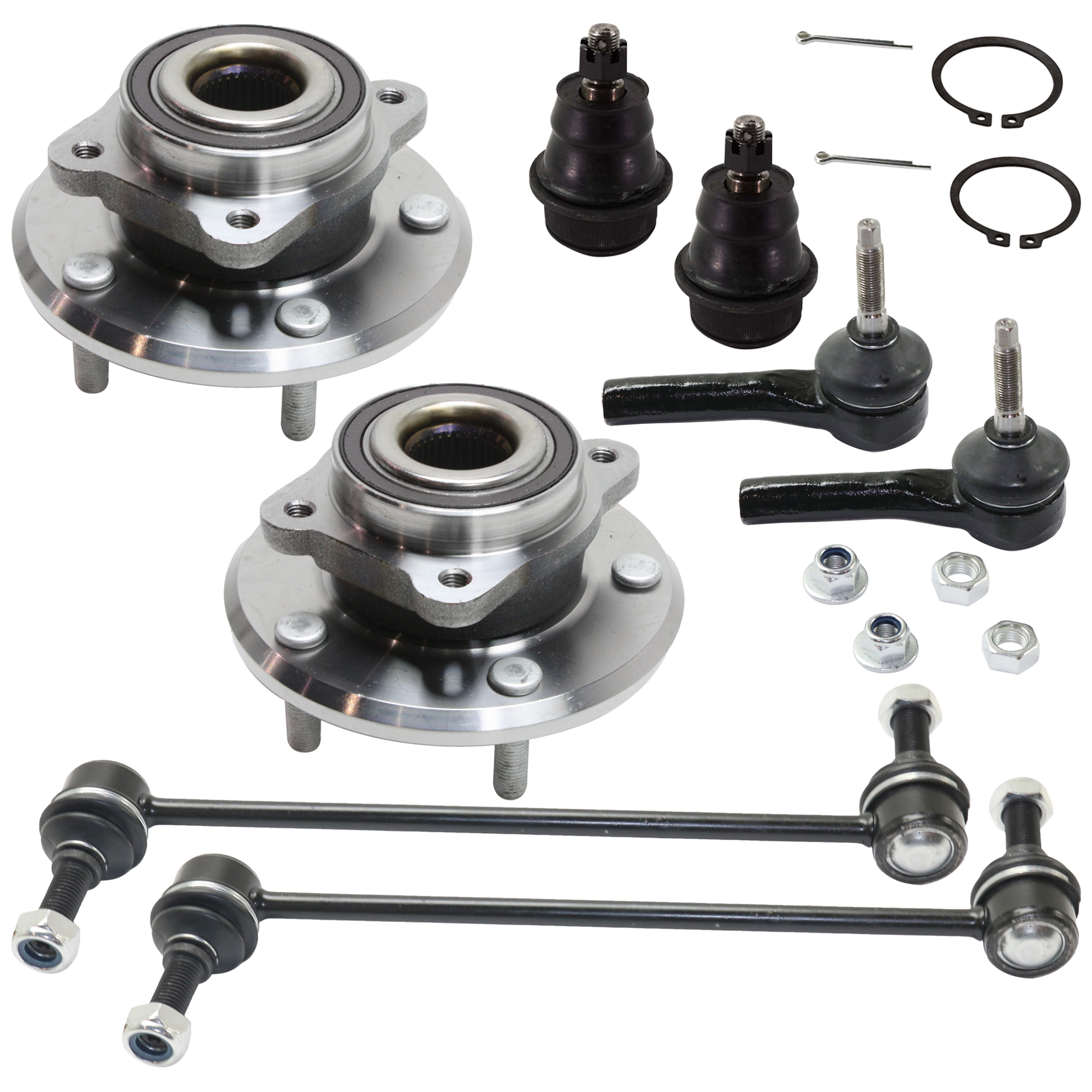 AM JOURNEY 09-12 FRONT SUSPENSION KIT RH=LH 8 pc kit with Ball Joint Sway Bar Link Tie Rod End and Wheel Hub SKU KIT 060524-02 OEM BJ81225 GS25503-4766962AA 5183