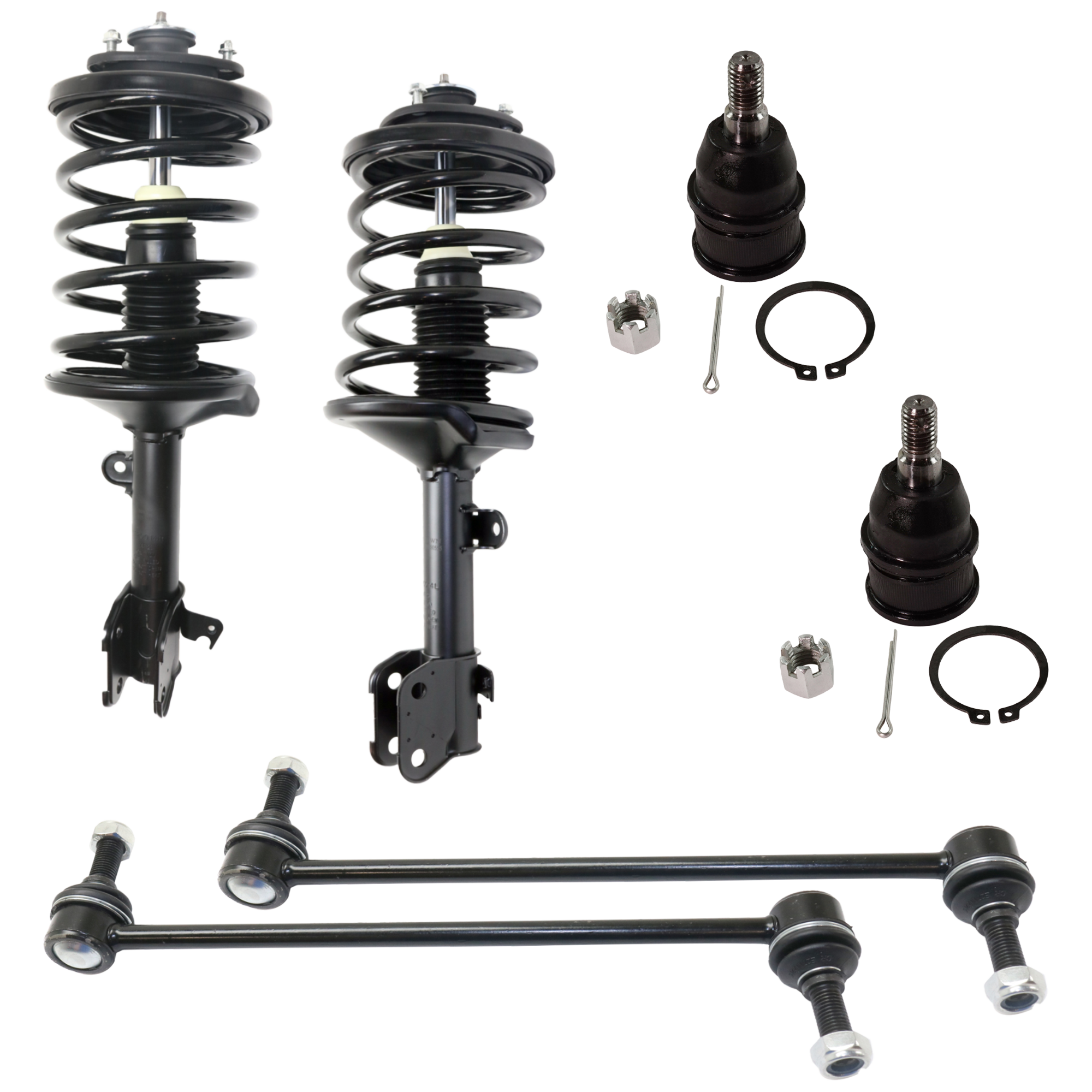 AM PILOT 03-05 MDX 01-02 FRONT SUSPENSION KIT RH AND LH 6 pc Kit with Shock Absorber and Strut Assembly Sway Bar Link and Ball Joint SKU KIT 060524-21 OEM 2601701-5051400-10480281-45D24