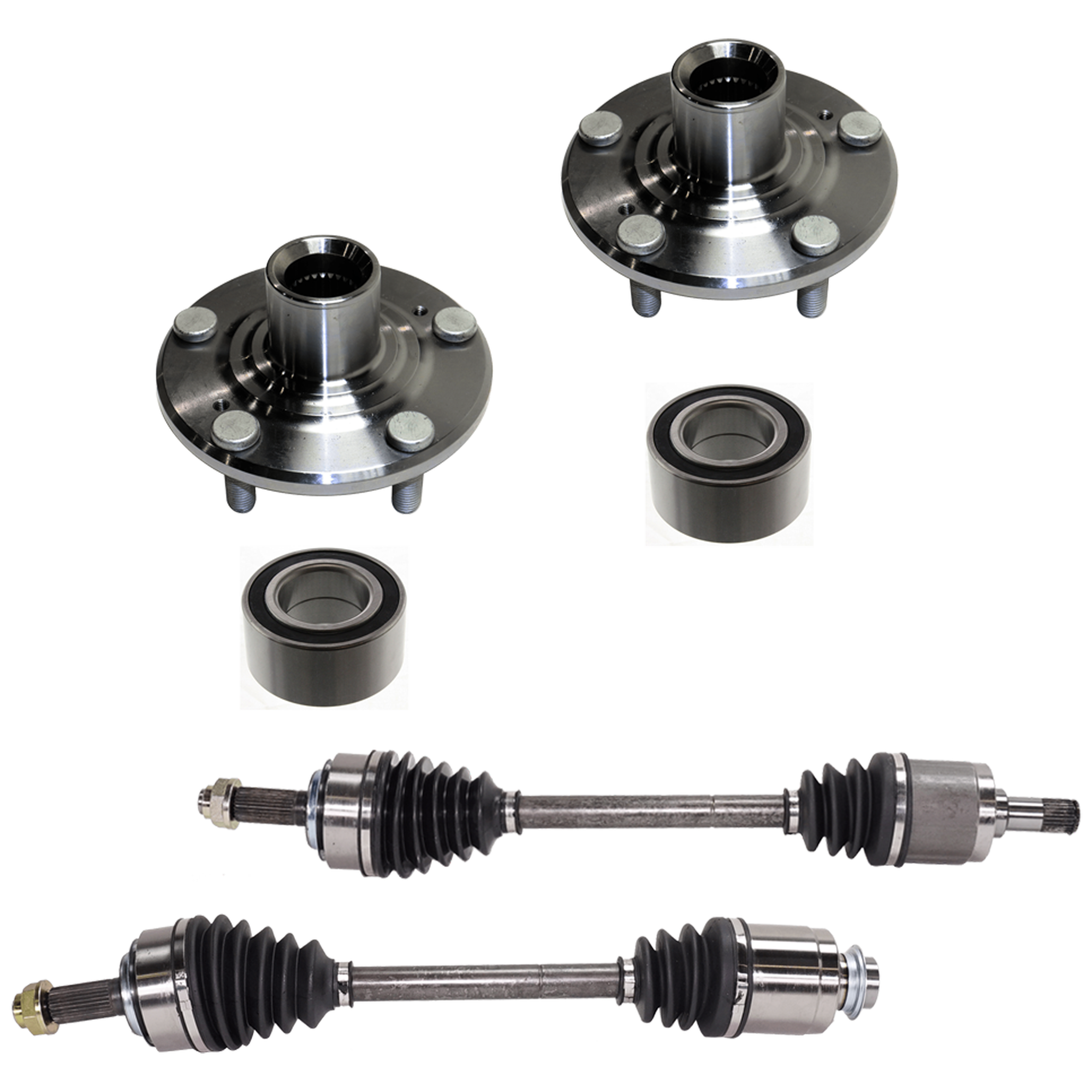 AM ELEMENT 03-11 FRONT AXLE ASSEMBLY RH AND LH 6 pc kit with Axle Assembly Wheel Bearing and Wheel Hub SKU KIT 060524-26 OEM 44600S87A00