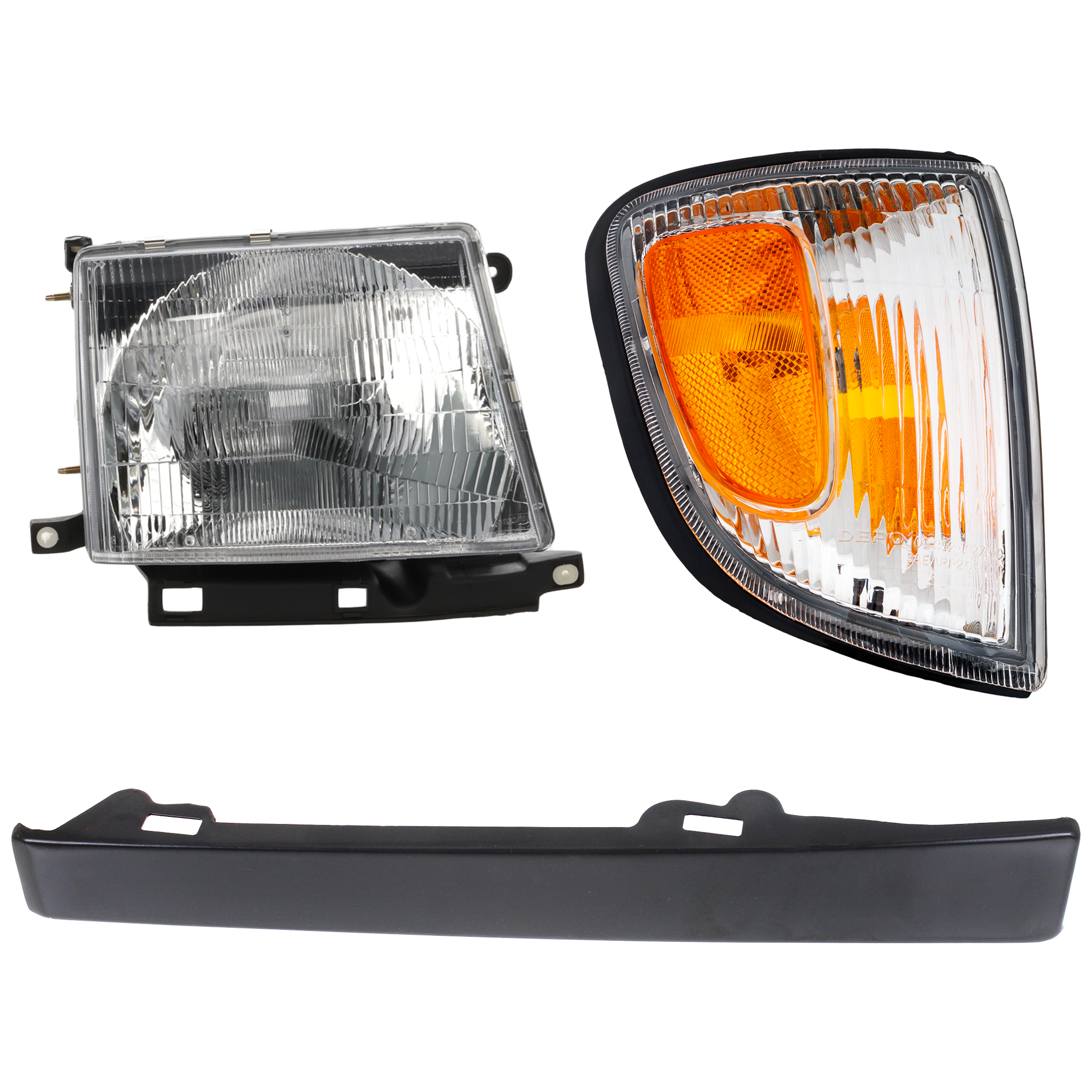 AM TACOMA 97-00 HEAD LAMP RH Assembly Halogen Composite 3 pc kit RWD with Bumper Filler Corner Light and Headlight SKU KIT 060524-38 Partslink TO2503120 TO1089102 TO2521155 OEM 8111004090-5251235040-81610040