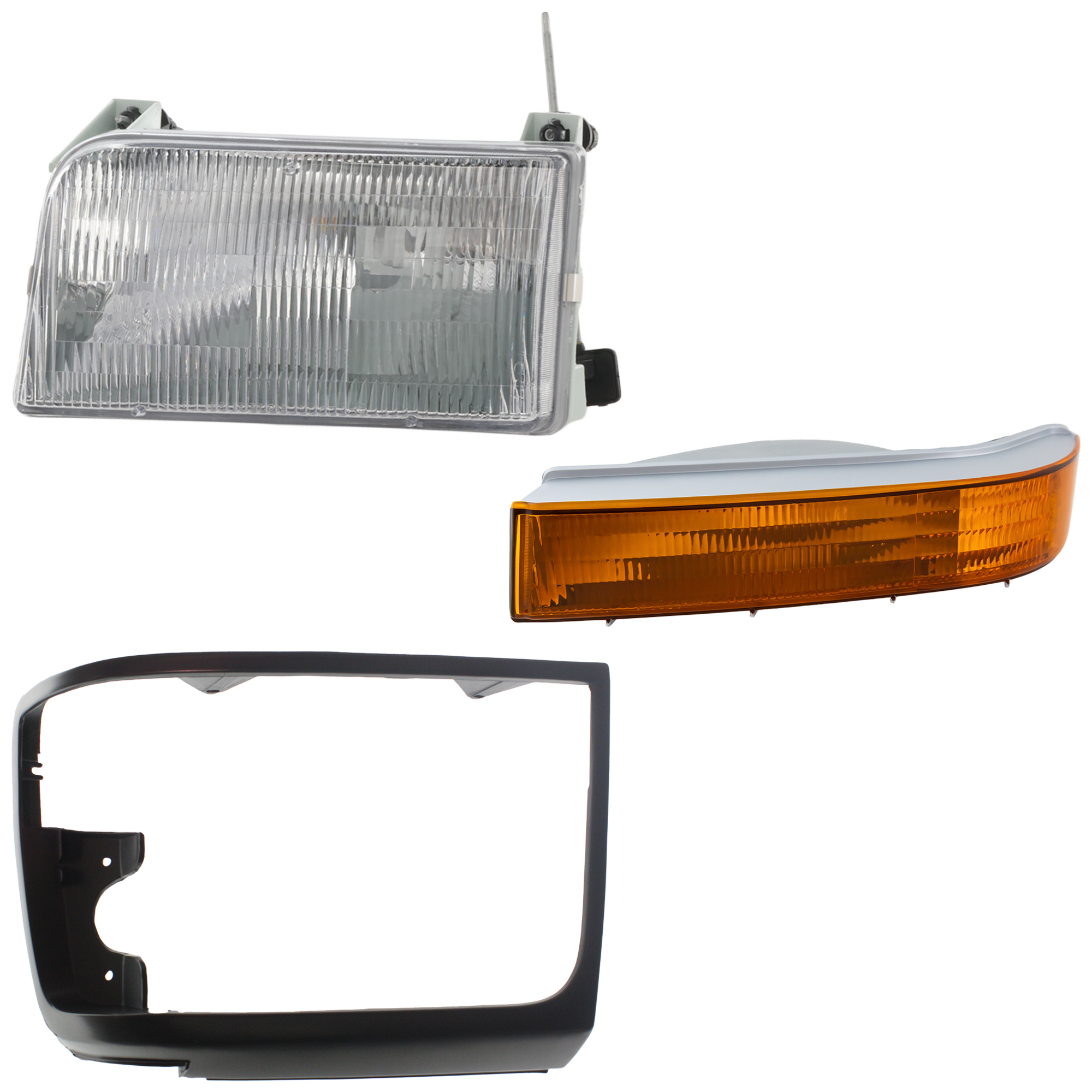 AM F SERIES 92-97 HEAD LAMP LH Assembly Halogen 3 pc kit with Headlight Headlight Door and Turn Signal Light SKU KIT 060524-41 Partslink FO2502118 FO2512129 FO2520116 OEM F2TZ13008B F2TZ13064B F5TZ1320