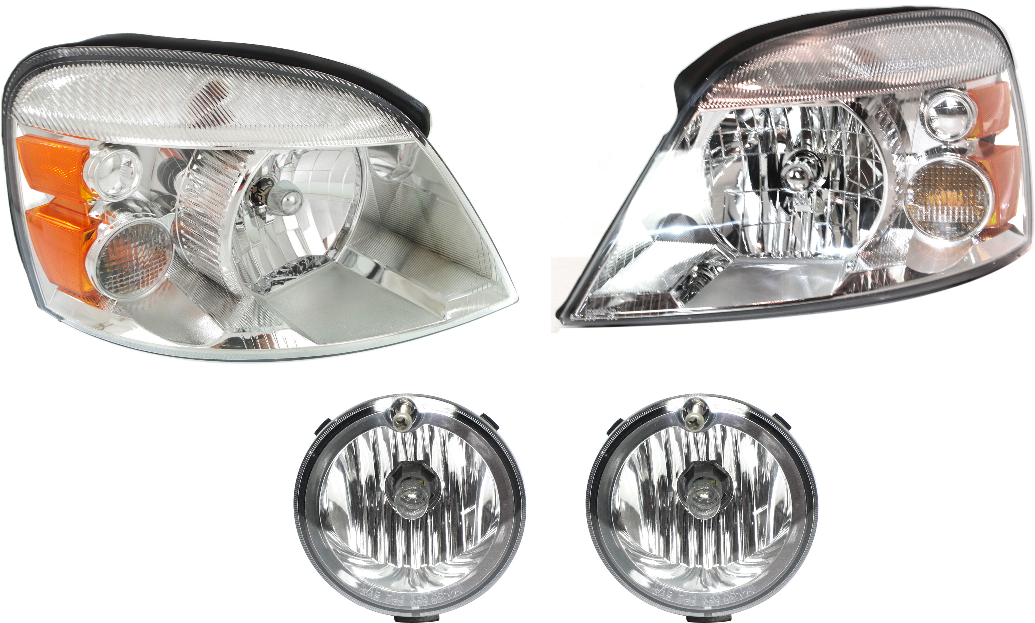 AM FREESTAR 04-07 HEAD LAMP RH AND LH Assembly Halogen 4 pc Kit with Fog Lights SKU KIT 060617-08 OEM 7F2Z13008A 7F2Z13008B 1F2Z1320