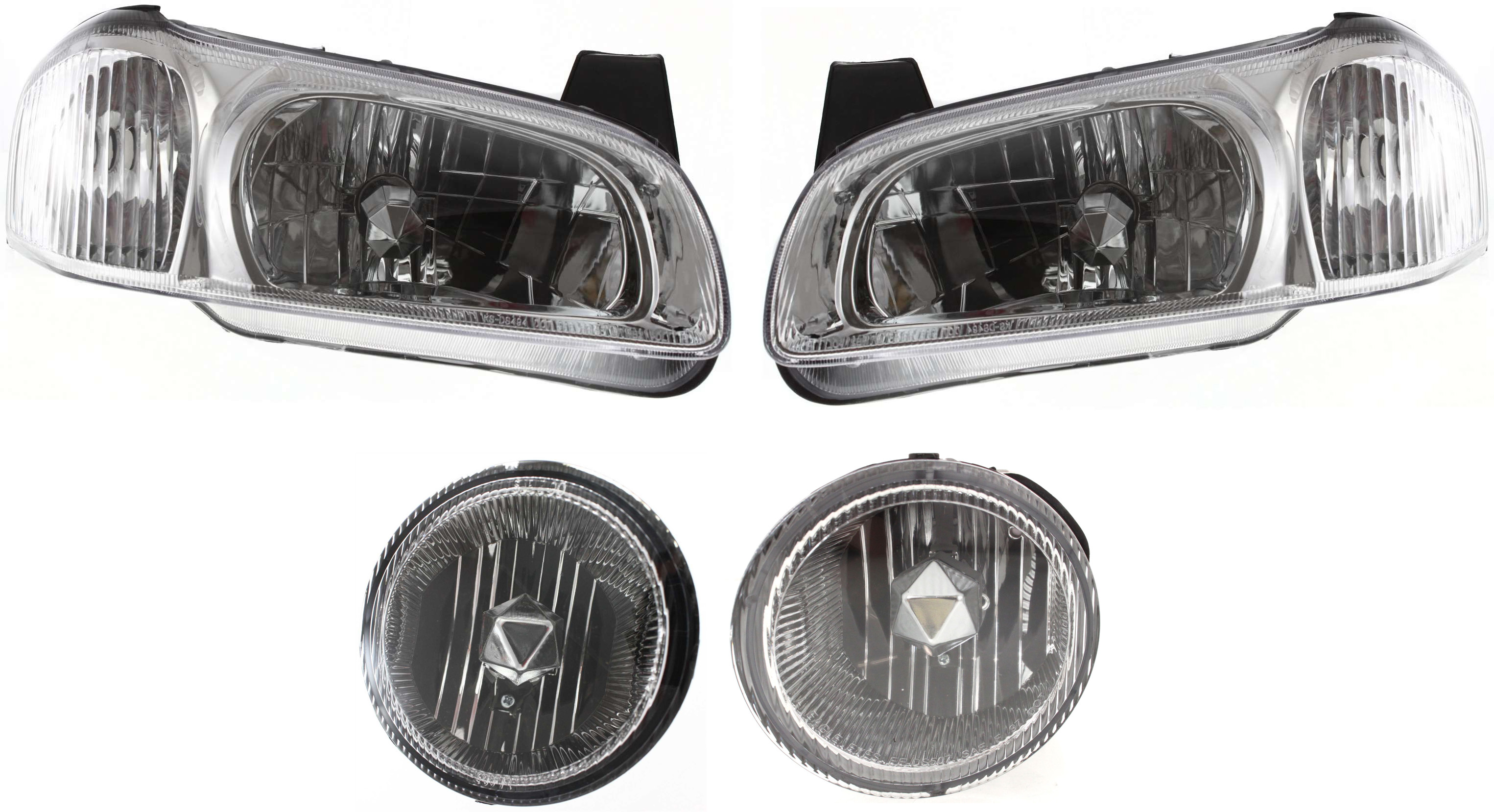 AM MAXIMA 00-01 HEAD LAMP RH AND LH Assembly Halogen 4 pc Kit with Fog Lights SKU KIT 060617-32 Partslink NI2502132 NI2503132 NI2592103 NI2593103 OEM 260102Y926-260102Y925-260602Y9