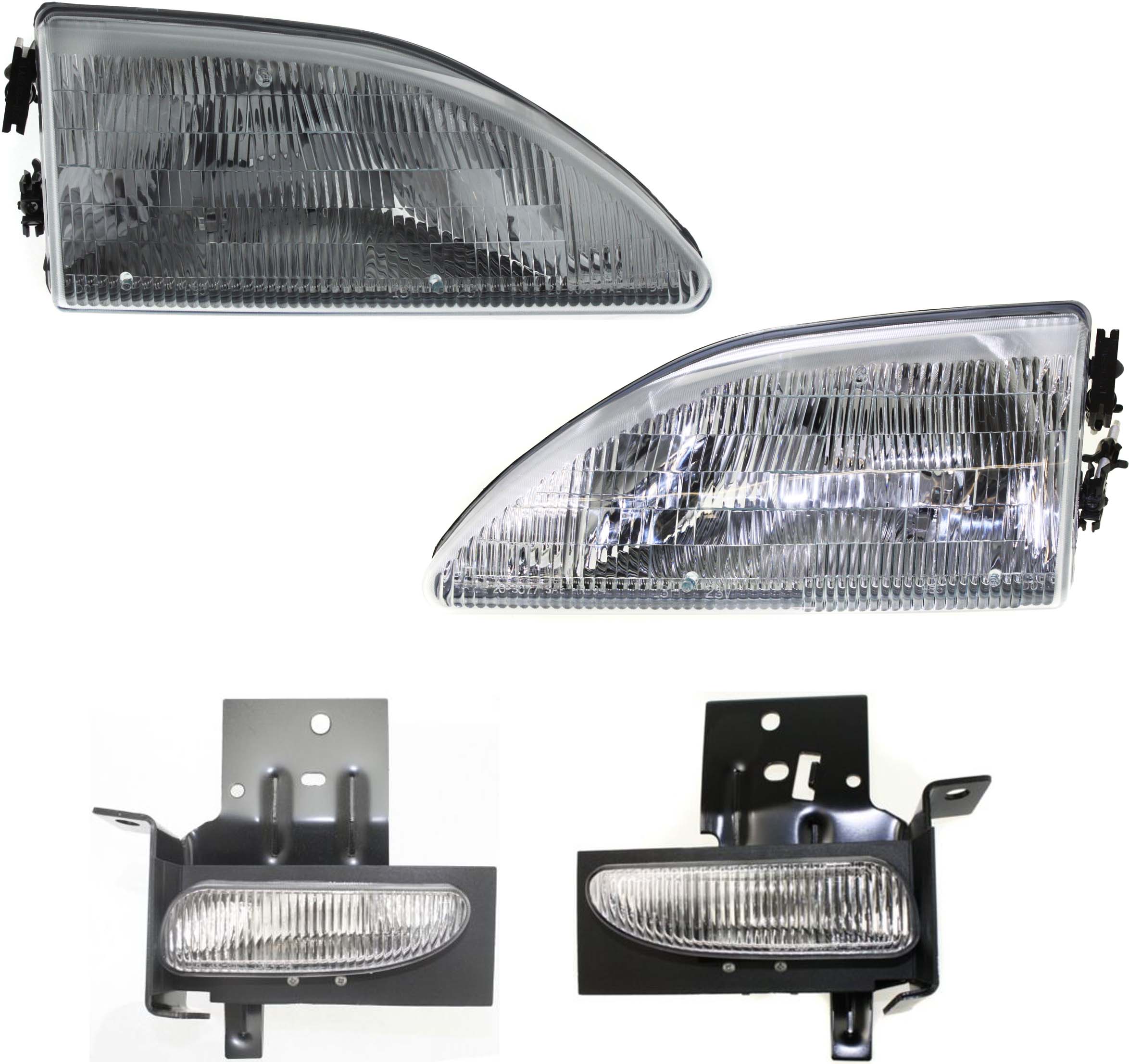 AM MUSTANG 96-98 FOG LAMP RH AND LH 4 pc kit Assembly Halogen includes Headlight SKU KIT 060617-45 Partslink FO2593181 FO2592181 FO2502130 FO2503130 OEM F6ZZ15200B F6ZZ15200C F4ZZ1300