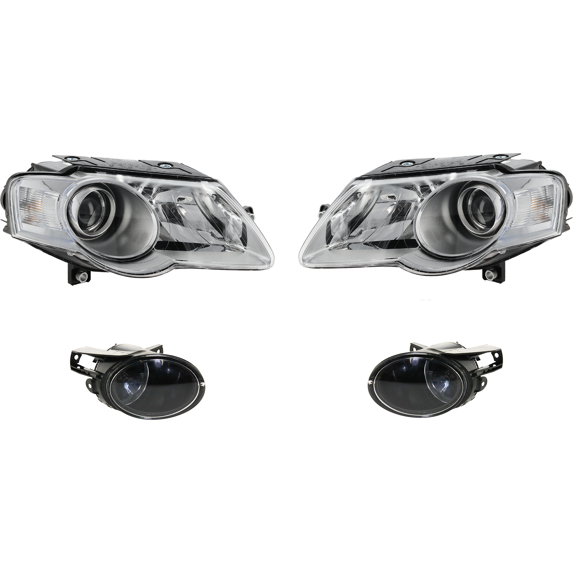 AM PASSAT 06-10 HEAD LAMP RH AND LH Assembly Halogen 4 pc Kit with Fog Lights SKU KIT 060617-52 Partslink VW2503130 VW2503134 VW2502130 VW2502134 VW2592113 VW2593113 OEM 3C0941006L 3C0941006AE 3C09410