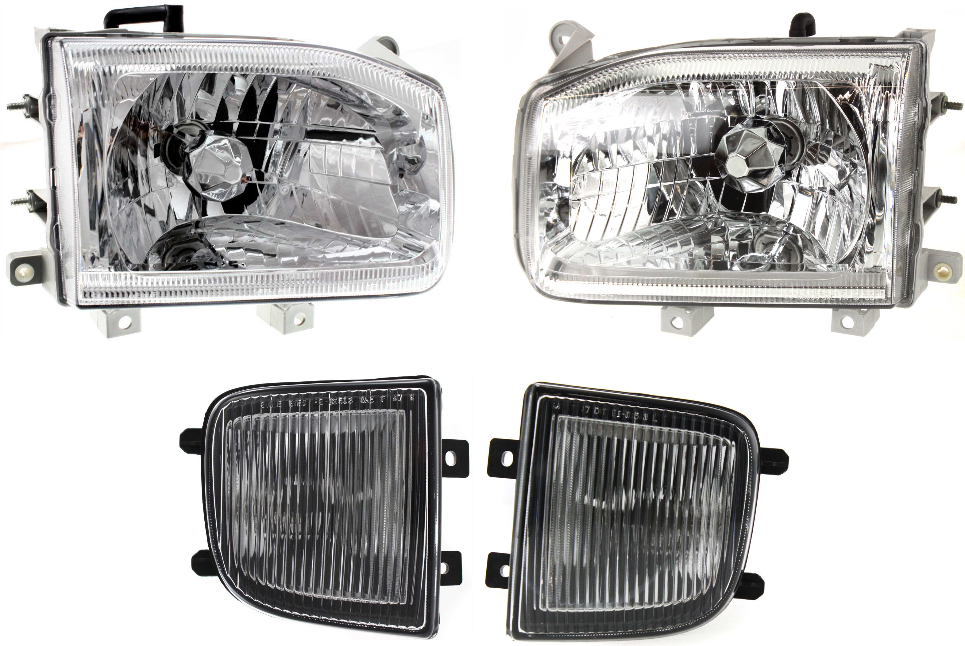 AM PATHFINDER 99-04 FOG LAMP RH AND LH 4 pc kit Assembly Halogen includes Headlight SKU KIT 060617-57 Partslink NI2593108 NI2592108 NI2502127 NI2503127 OEM 261502W125-261552W125-260602W6