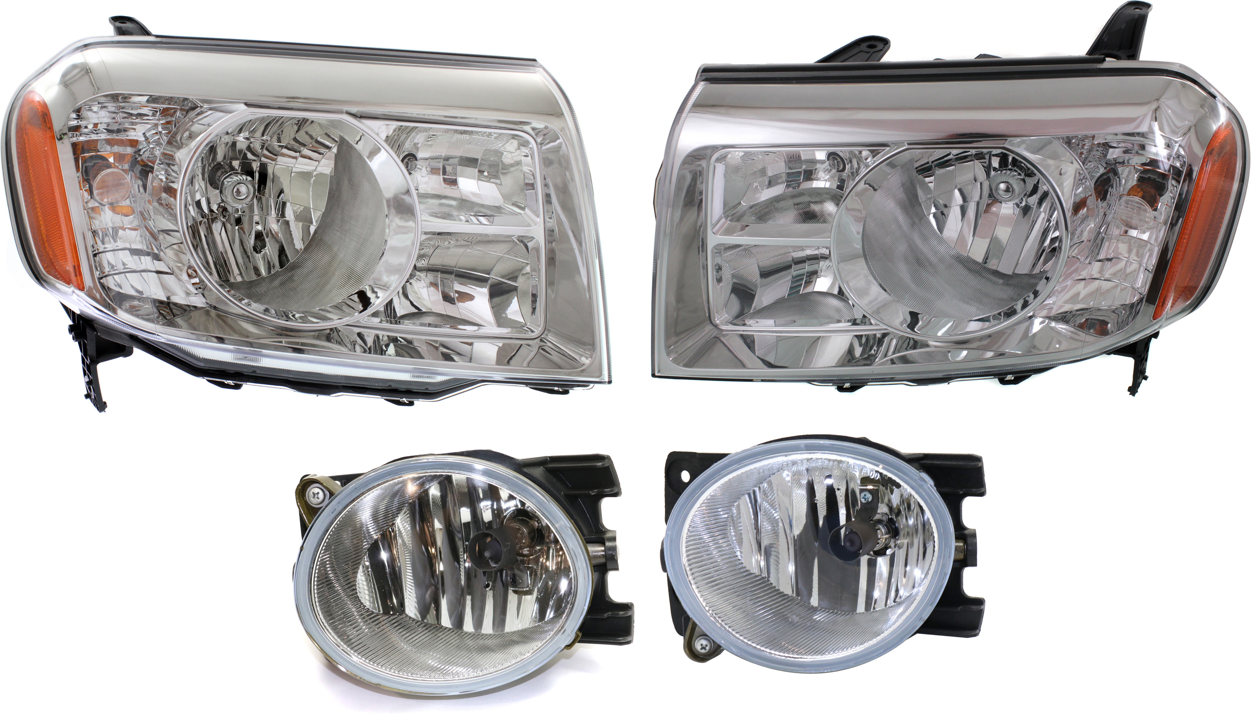 AM PILOT 09-11 HEAD LAMP RH AND LH Assembly Halogen 4 pc Kit with Fog Lights SKU KIT 060617-59 Partslink HO2518125C HO2519125C OEM 33100SZAA01-33150SZAA01-33901S