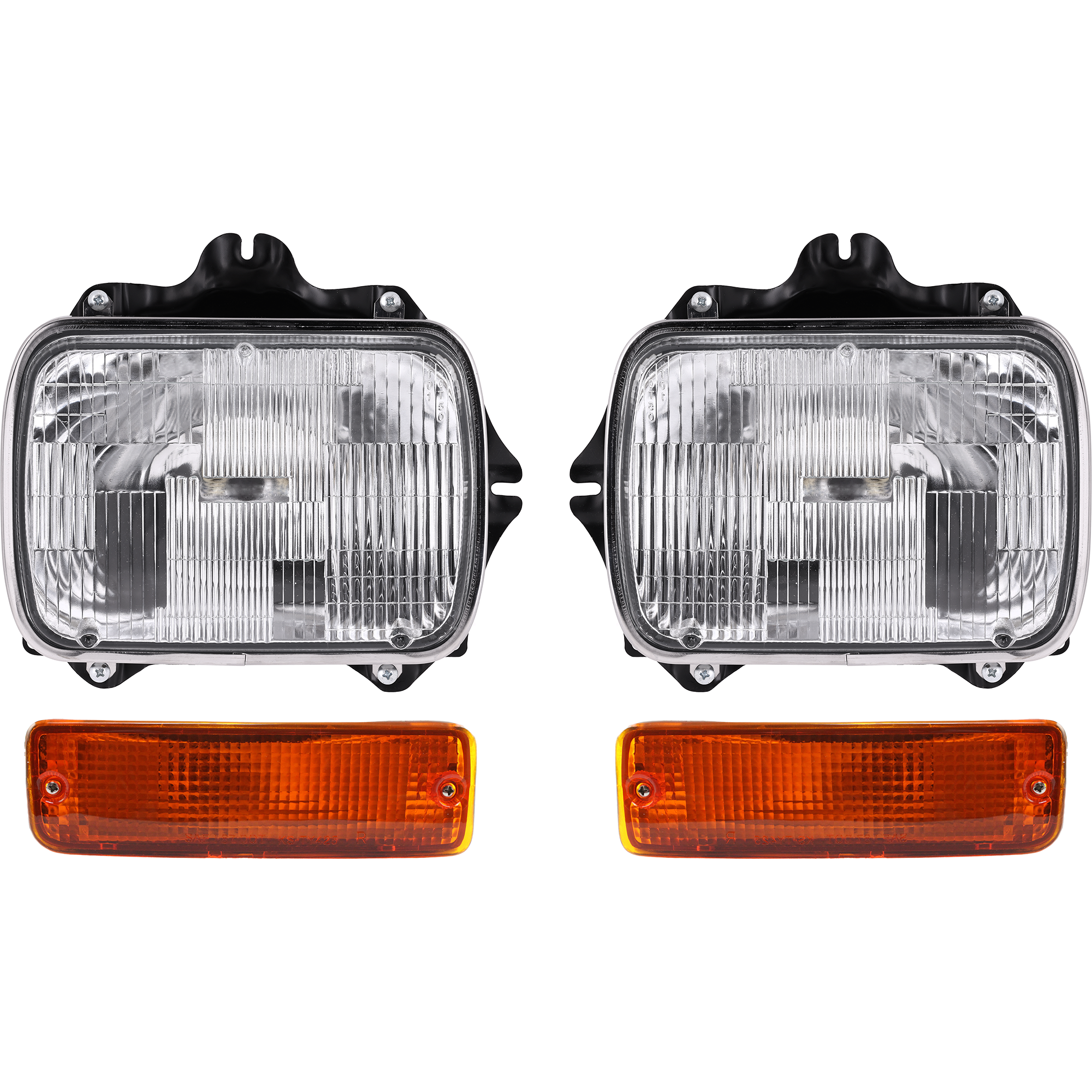 AM TOYOTA PICKUP 89-95-4RUNNER 90-91 HEAD LAMP RH AND LH Assembly Halogen 4 pc Kit with Turn Signal Lights SKU KIT 060617-90 Partslink TO2501117 TO2500113 TO2520105 TO2521107 OEM 8111089155-8111080367-81150891
