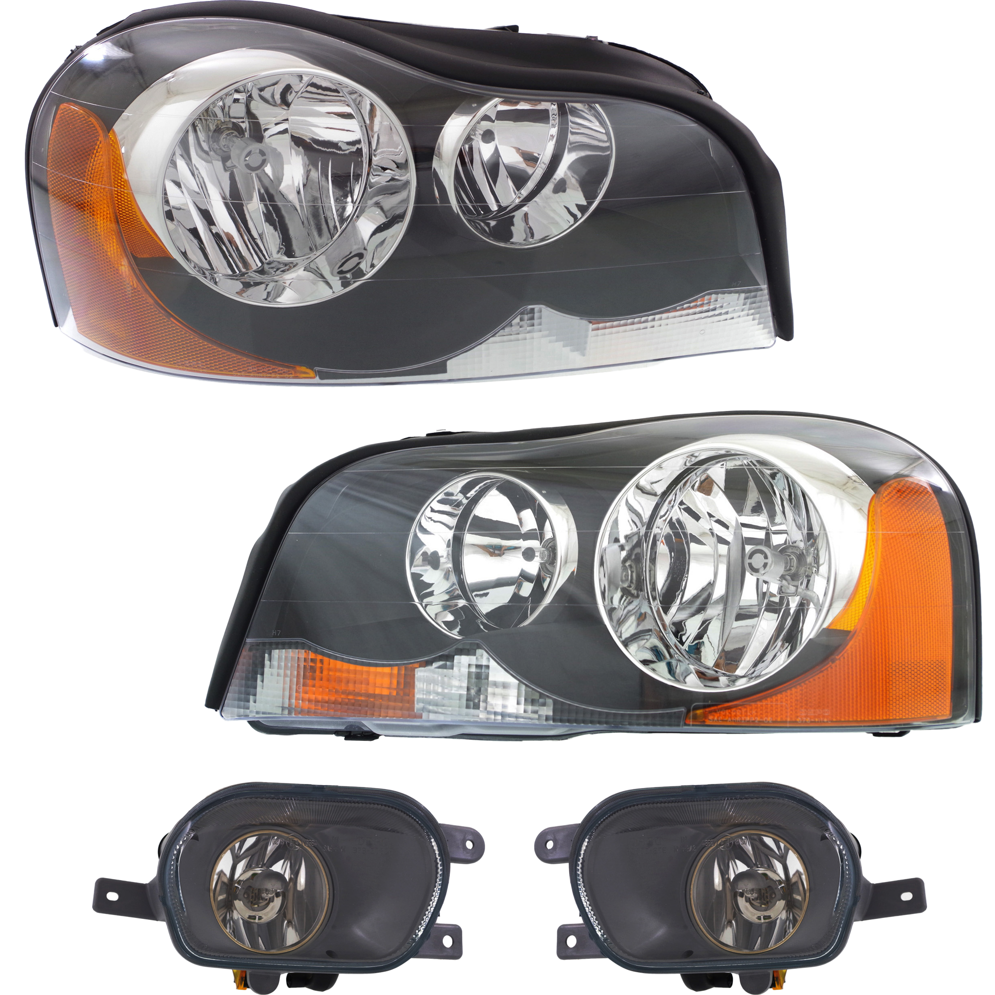AM XC90-03-14 HEAD LAMP RH AND LH Assembly Halogen 4 pc Kit with Fog Lights SKU KIT 060617-97 Partslink VO2503112 VO2502112 VO2592105 VO2593105 OEM 312768104-312768096-311111827
