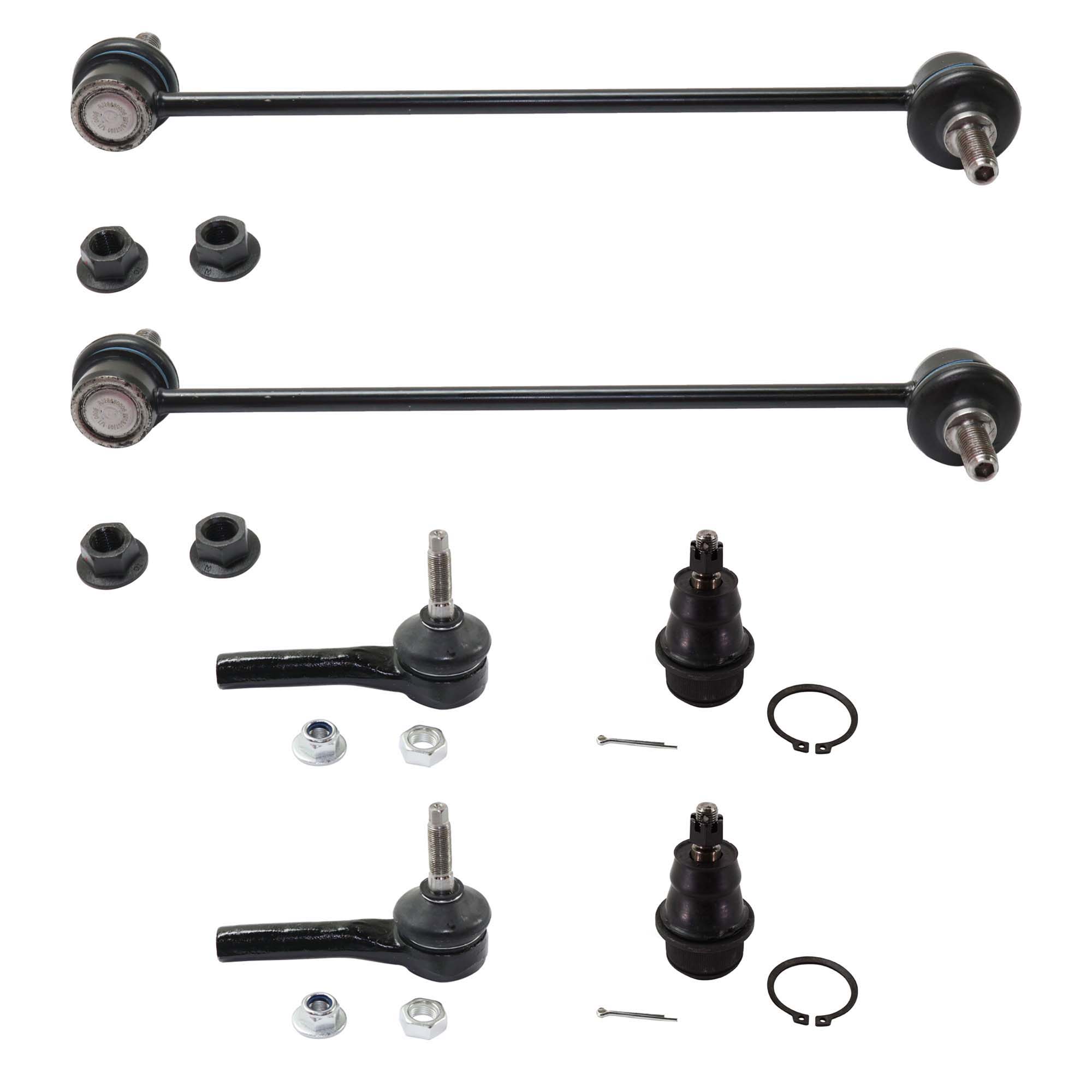 AM SEBRING 07-09 AVENGER 08-11 FRONT SUSPENSION KIT 6 pc kit with Ball Joints Sway Bar Links and Tie Rod Ends SKU KIT 060622-01 OEM BJ81225 GS25503-5174185AC 5183