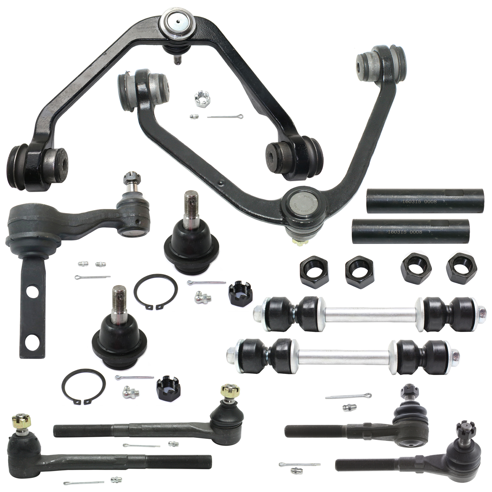 AM EXPEDITION 97-02 F 150-98-00 FRONT SUSPENSION KIT 13 pc Kit with Control Arm Idler Arm Tie Rod End Ball Joint Sway Bar Link and Tie Rod Adjusting Sleeve SKU KIT 060624-07 OEM 104222-285019-1016769-26014
