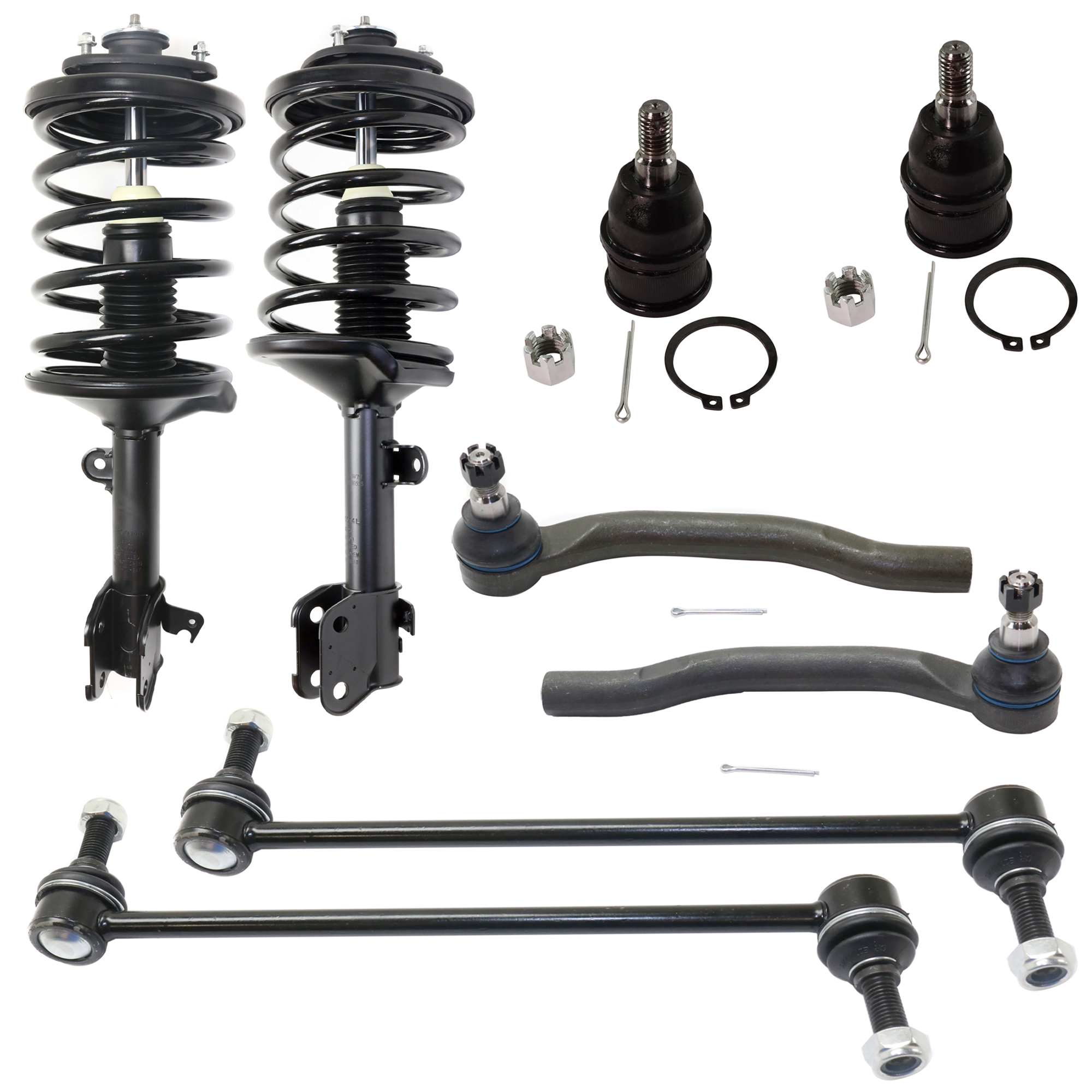 AM MDX 01-02 PILOT 03-05 FRONT SUSPENSION KIT RH AND LH 10 pc Kit with Shock Absorber and Strut Assembly Tie Rod End Sway Bar Link and Ball Joint SKU KIT 060624-19 OEM 2601701-5051400-10480281-45D24