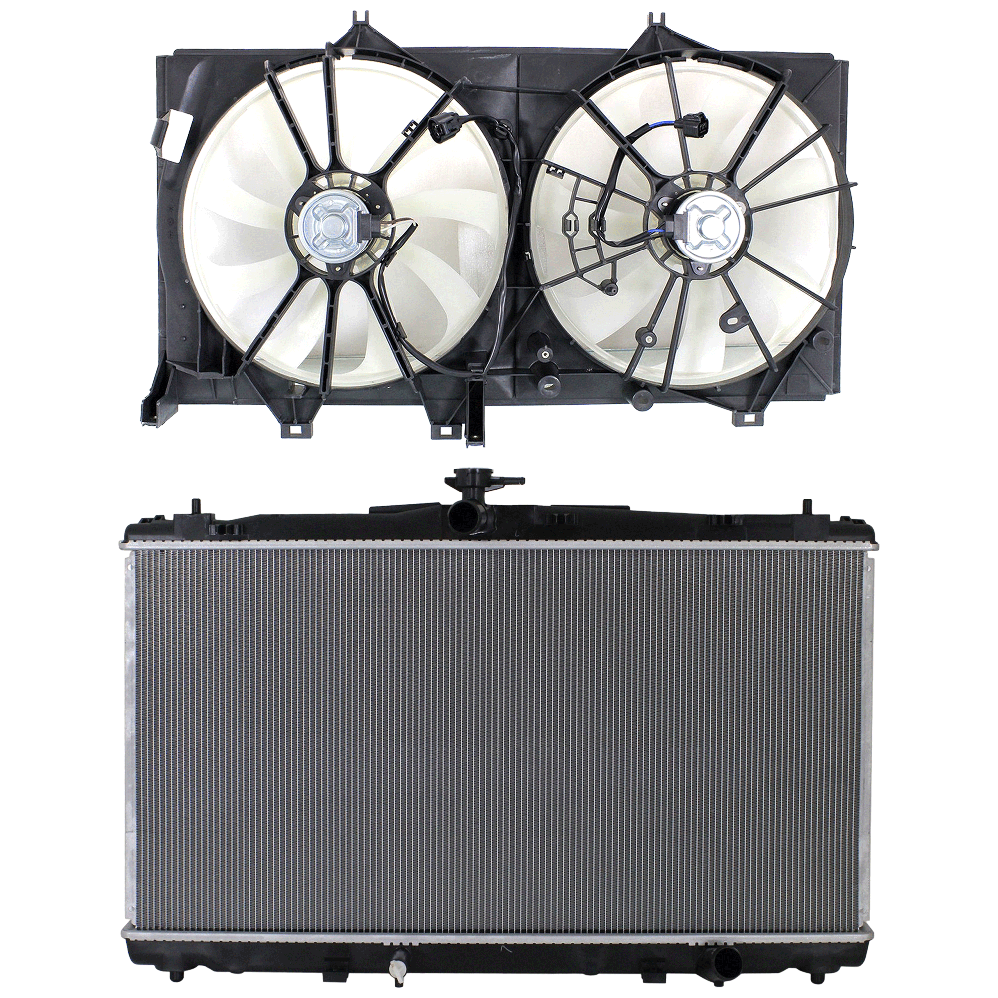 AM AVALON 13-18 RADIATOR Aluminum Core 6 Cyl. 3.5L Engine 1 Row Core 2 pc kit w Cooling Fan Assembly SKU KIT 060624-35 Partslink TO3010338 TO3010339 TO3115170 OEM 164000V110-164000P350-167110P2