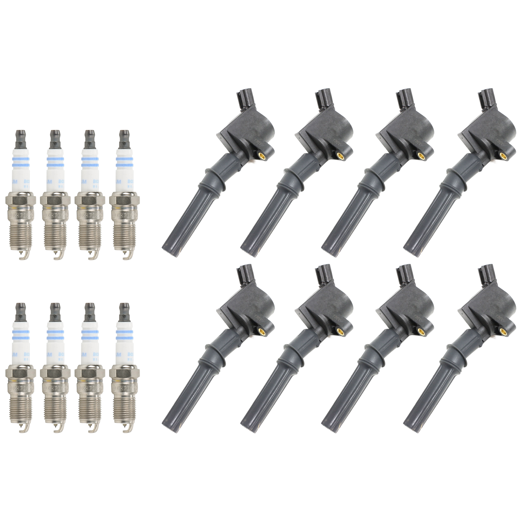 AM EXPEDITION 98-04 F SERIES SUPER DUTY 99-04 IGNITION COIL AND SPARK PLUG KIT 9 pc Kit SKU KIT 060626-09 OEM 4517-5011-26326-30721-30728-48