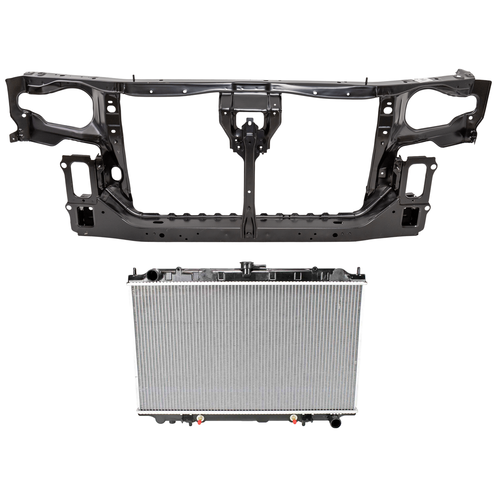 AM MAXIMA 95-99 RADIATOR SUPPORT 2 pc Kit Assembly with Radiator SKU KIT 060626-27 Partslink NI1225127 NI3010114 OEM 6250040U00-214100L715