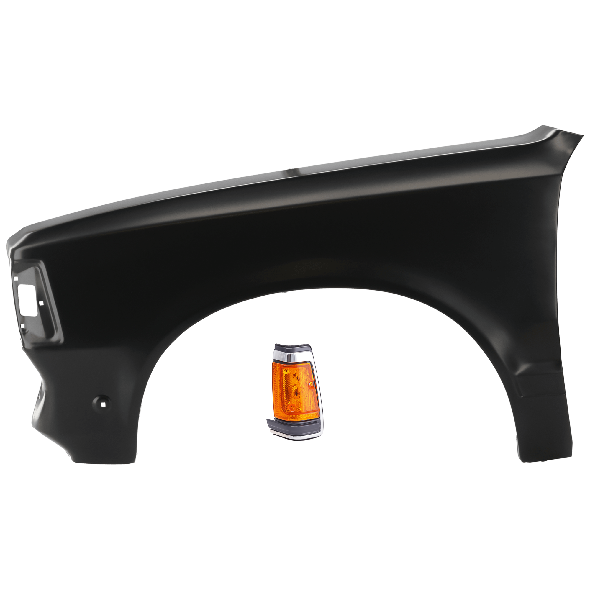 AM NISSAN 720-83-86 FRONT FENDER LH 2 pc Kit Primed with Corner Light SKU KIT 060626-31 Partslink NI1240113 NI2550102 OEM 6311308W00-2618510W00