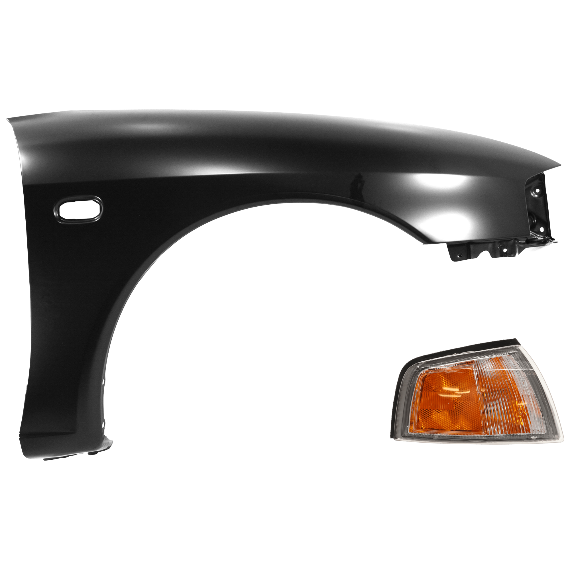 AM MIRAGE 97-02 FRONT FENDER RH 2 pc Kit Primed Coupe with Corner Light SKU KIT 060626-33 Partslink MI1241136 MI2521108 OEM MR208880 MR296304