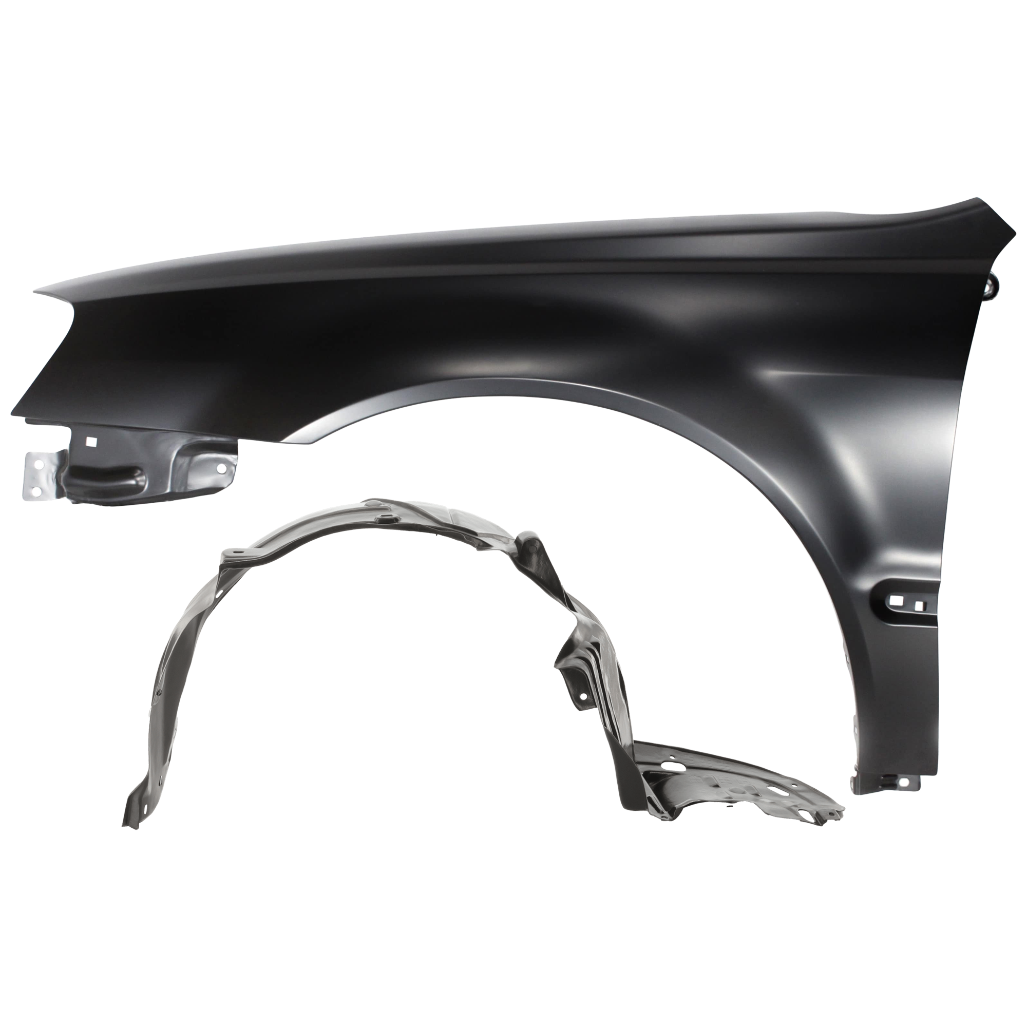 AM TL 02-03 FRONT FENDER LH 2 pc Kit Primed with Fender Liner SKU KIT 060626-41 Partslink AC1240115 AC1248119 OEM 60261S0KA91ZZ 74151S0KA01