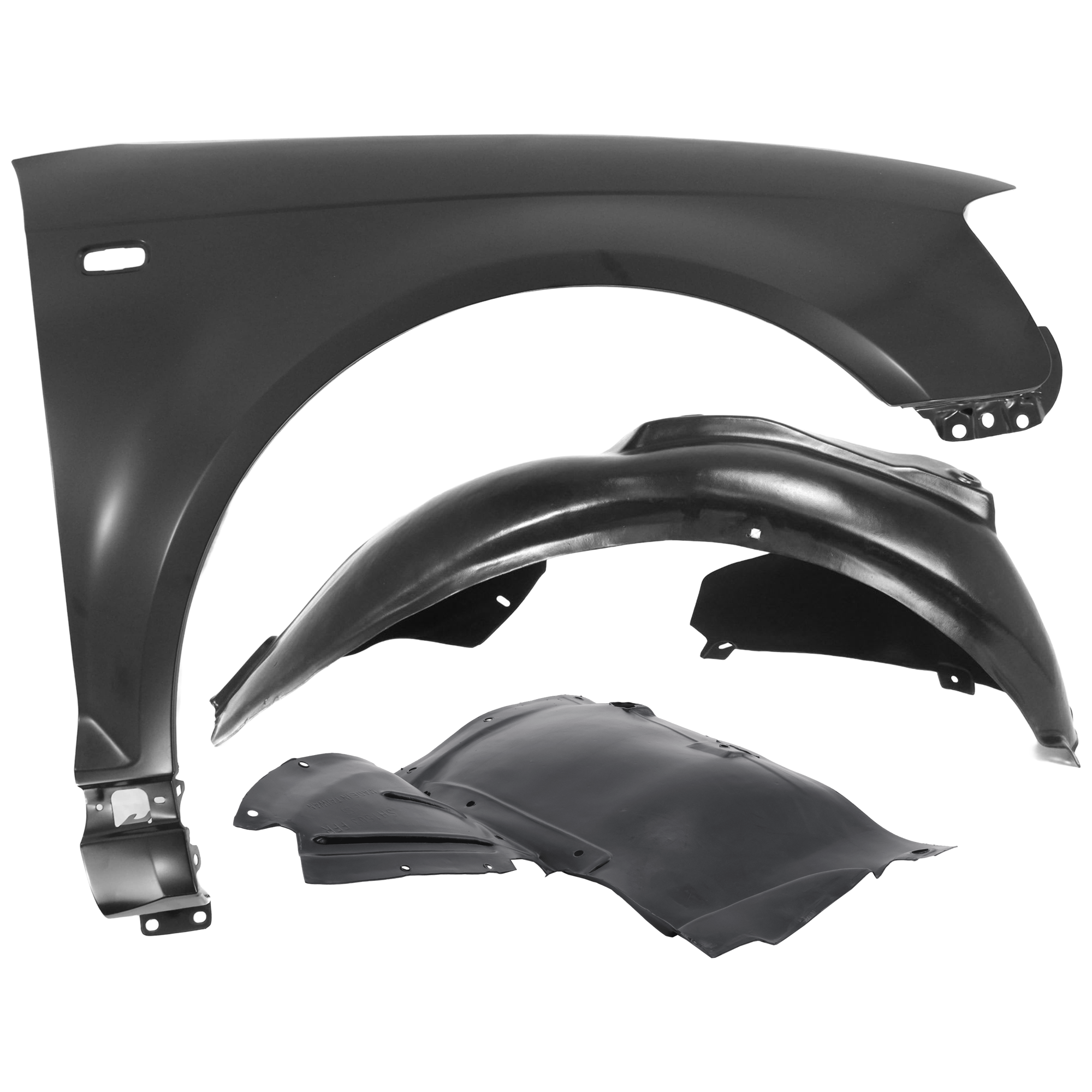 AM A3-06-08 FRONT FENDER RH 3 pc Kit Primed with Fender Liner SKU KIT 060626-56 Partslink AU1241120 AU1251102 AU1251101 OEM 8P0821106F 8P0821172G 8P082119